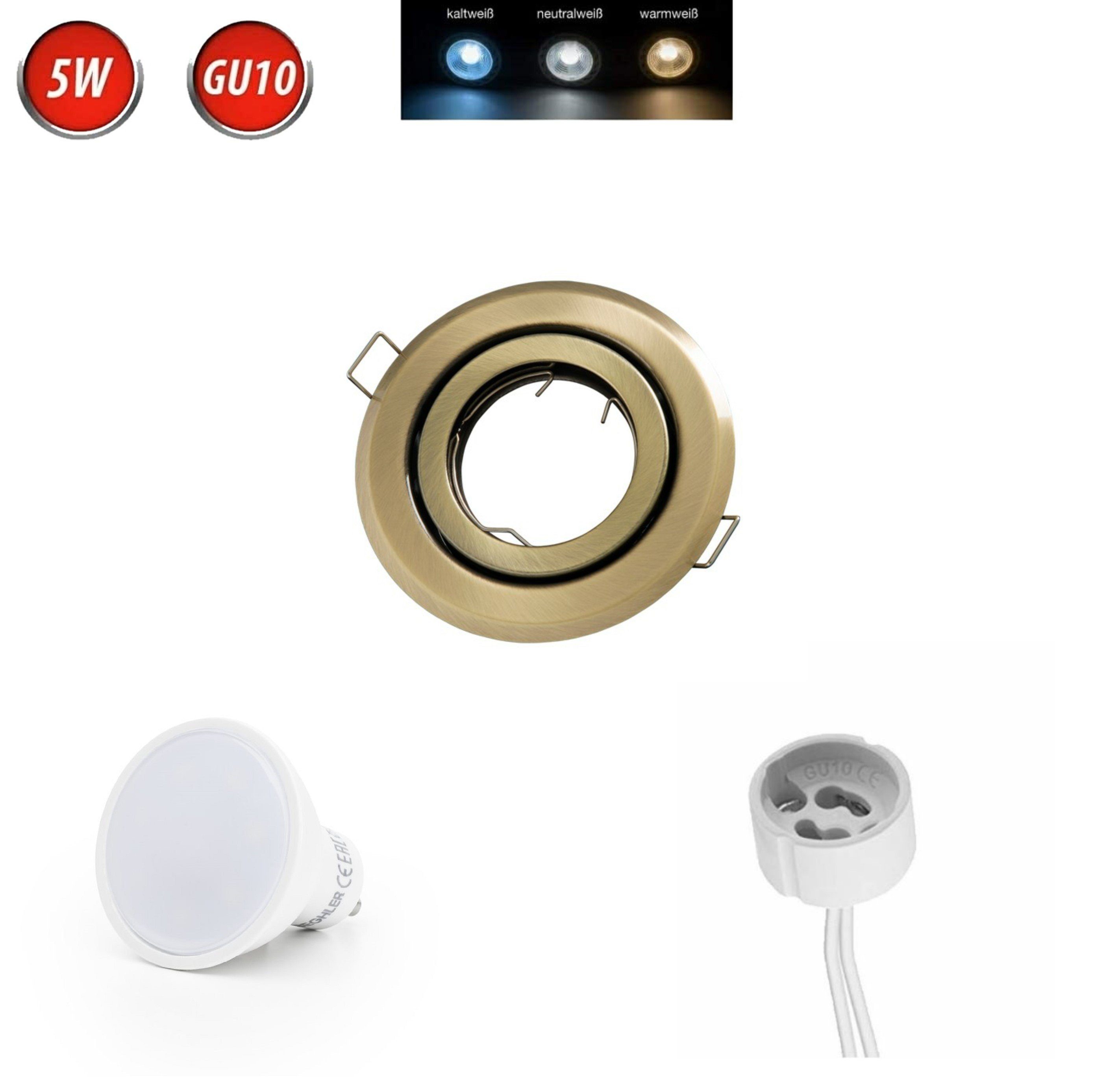 LED-Line LED Einbaustrahler GU10 Einbaurahmen Rund Ø85mm Bohrloch inkl. GU10 Fassung