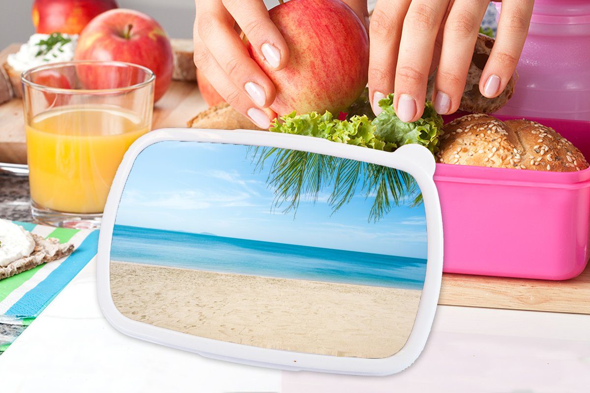 (2-tlg), Strand - rosa Brotbox Snackbox, Tropisch Erwachsene, für MuchoWow Mädchen, Palme, Brotdose Lunchbox Kinder, Kunststoff, - Kunststoff