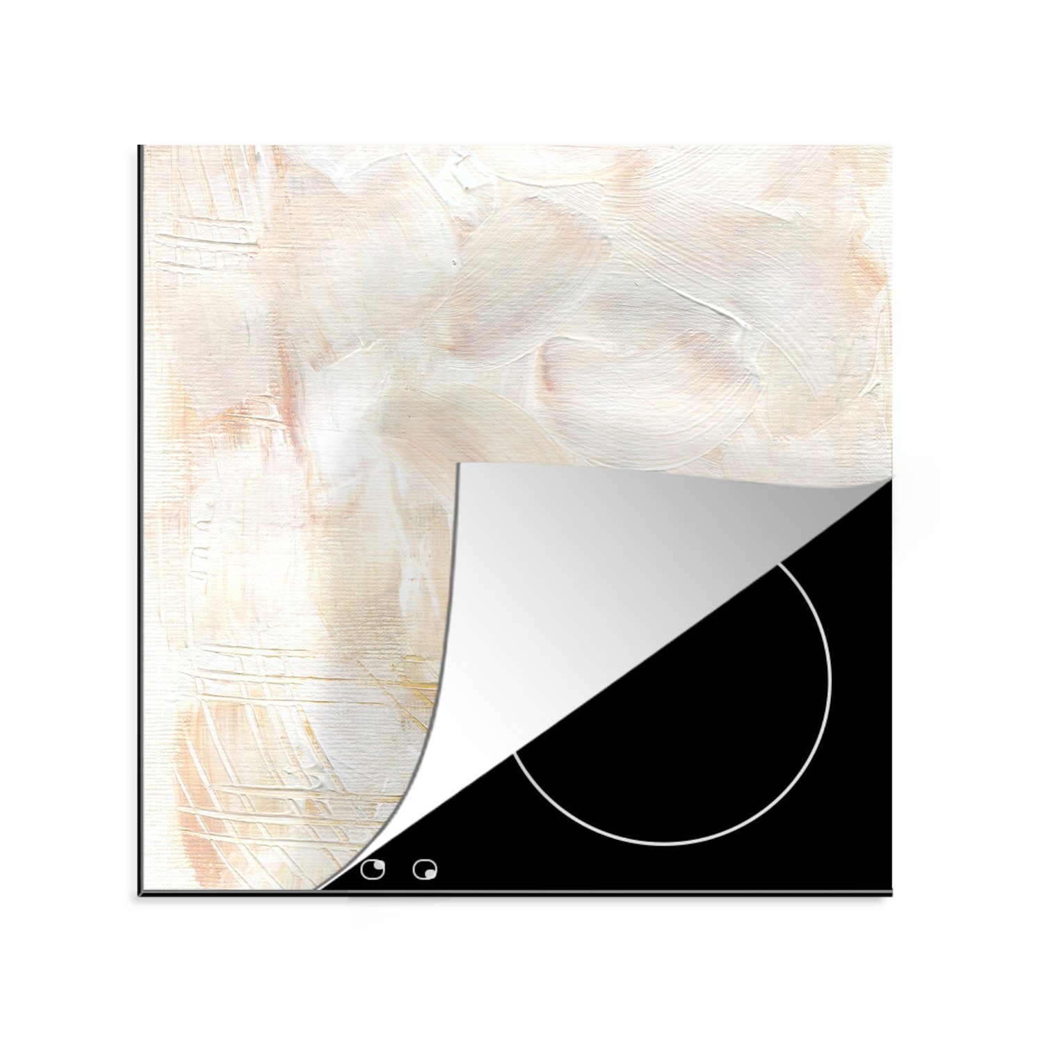 MuchoWow Herdblende-/Abdeckplatte Taupe - Design - Abstrakt, Vinyl, (1 tlg), 78x78 cm, Ceranfeldabdeckung, Arbeitsplatte für küche