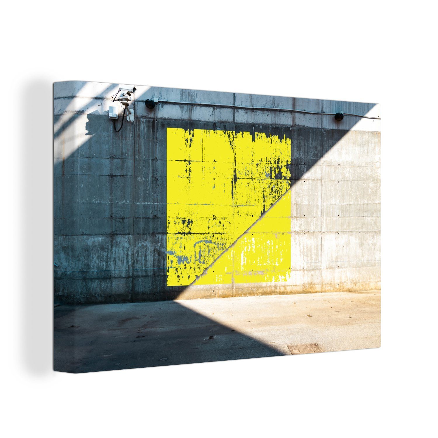 OneMillionCanvasses® Leinwandbild Gelbes St), cm Aufhängefertig, Graffiti Quadrat, Wandbild Leinwandbilder, Wanddeko, 30x20 (1