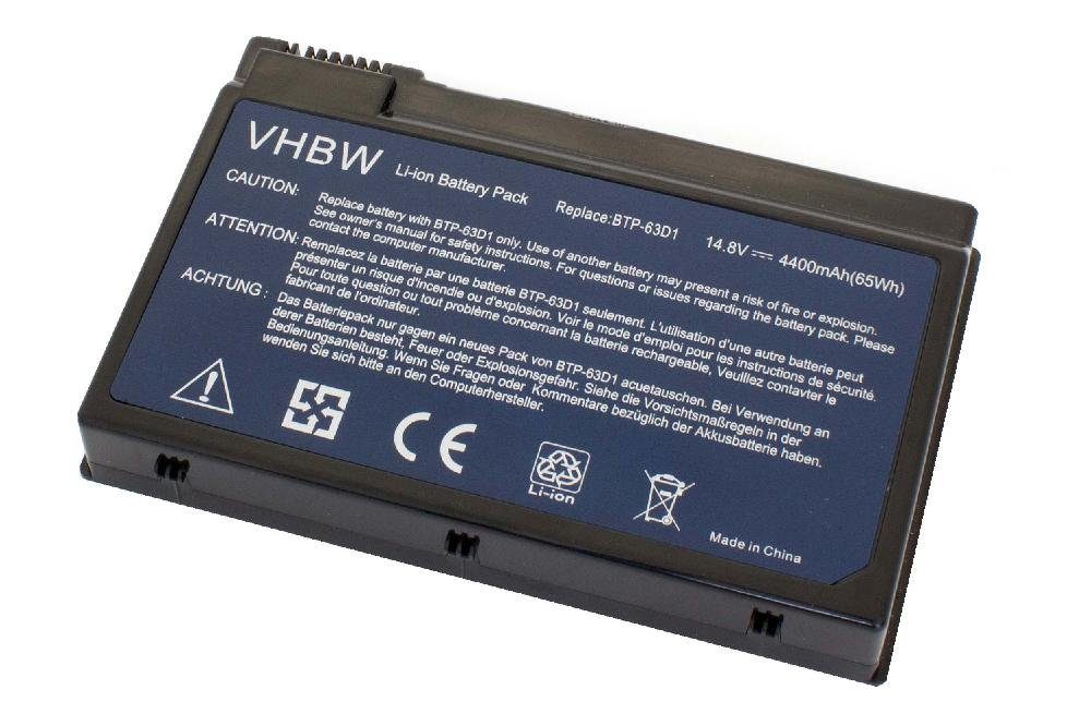 passend vhbw 4402LMi, 4402, 4400 mAh 4405, 4402WLM, für 4402LCi, Travelmate Acer Laptop-Akku