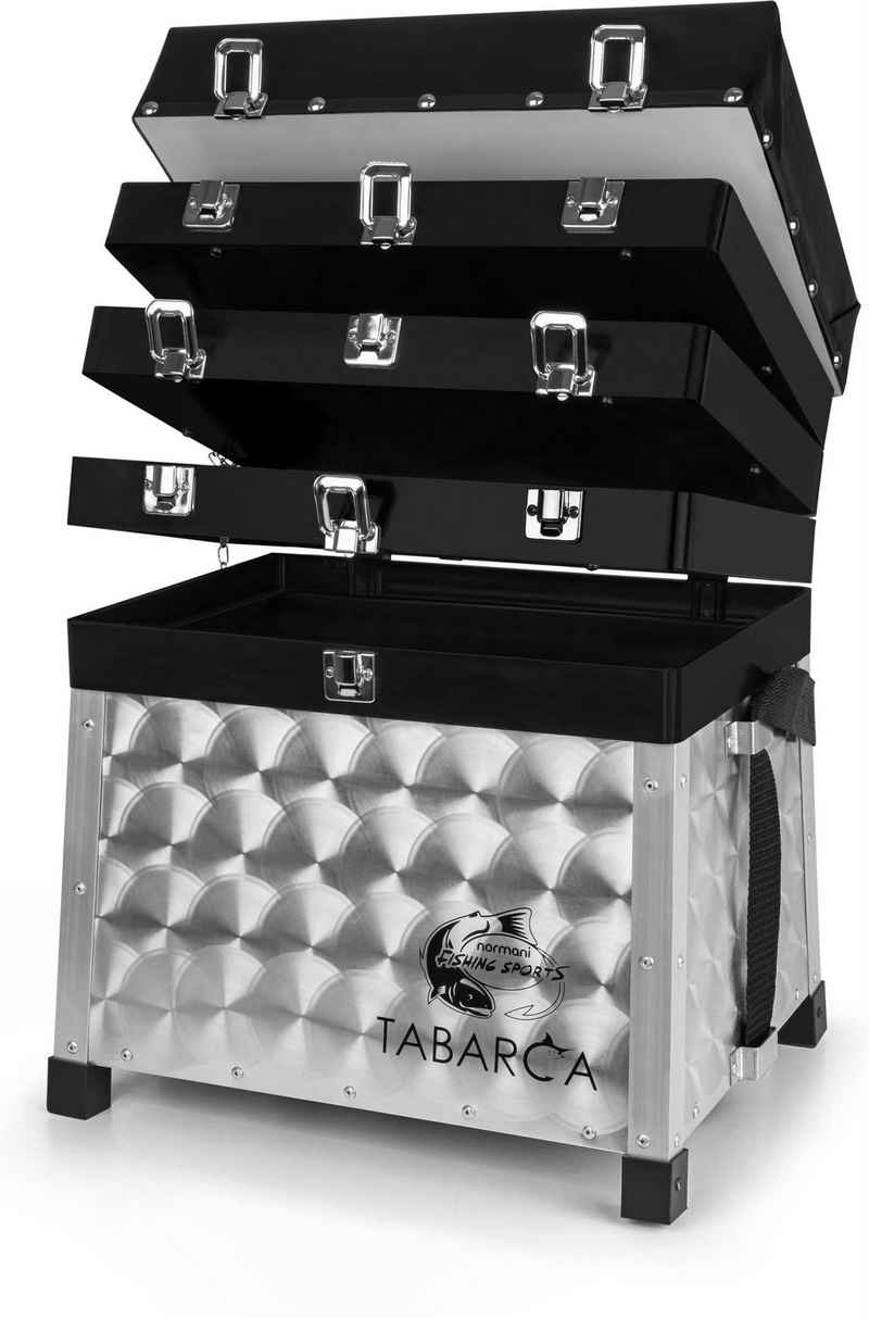 normani Angelkoffer Aluminium Angelbox Sitzkiepe „Tabarca“, Angeltasche Sitzkiepe Gerätekasten bis 150 Kg