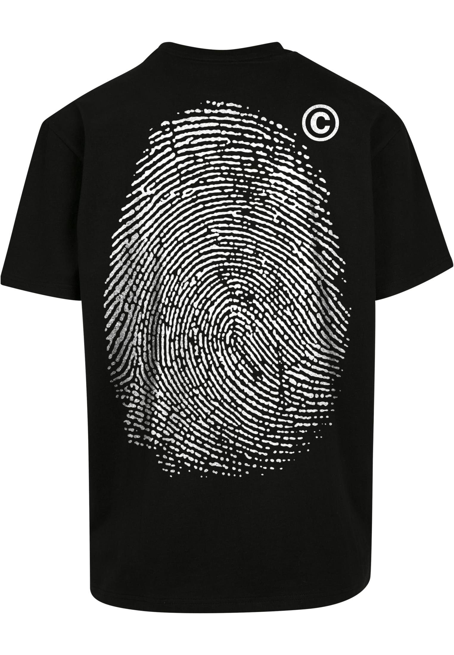 Tee Upscale Oversize Mister Tee (1-tlg) Fingerprint by T-Shirt black Herren