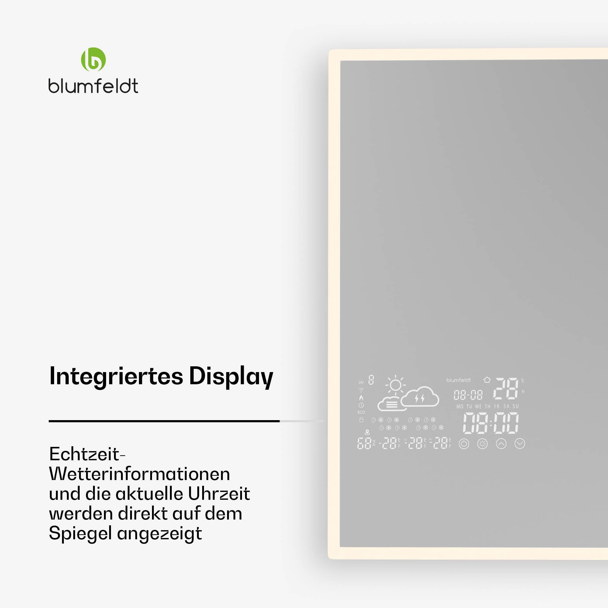 blumfeldt Infrarotheizung ReflectiHeat, elektrische Heizkörper Mirror Timer App LED 500 W