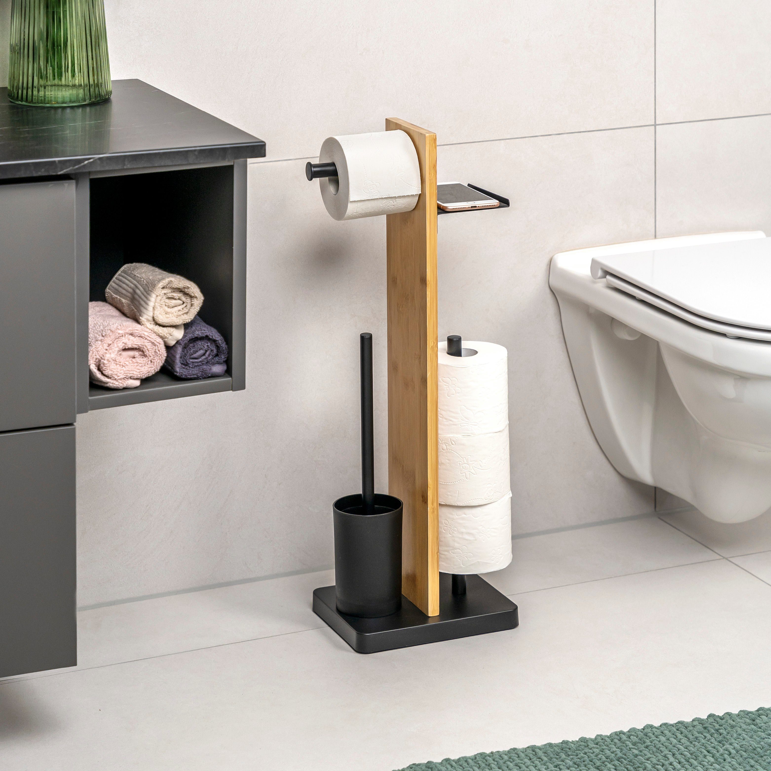 eluno WC-Garnitur 4in1, WC-Bürste, (Ersatz)Rollenhalter, Ablage, günstig online kaufen