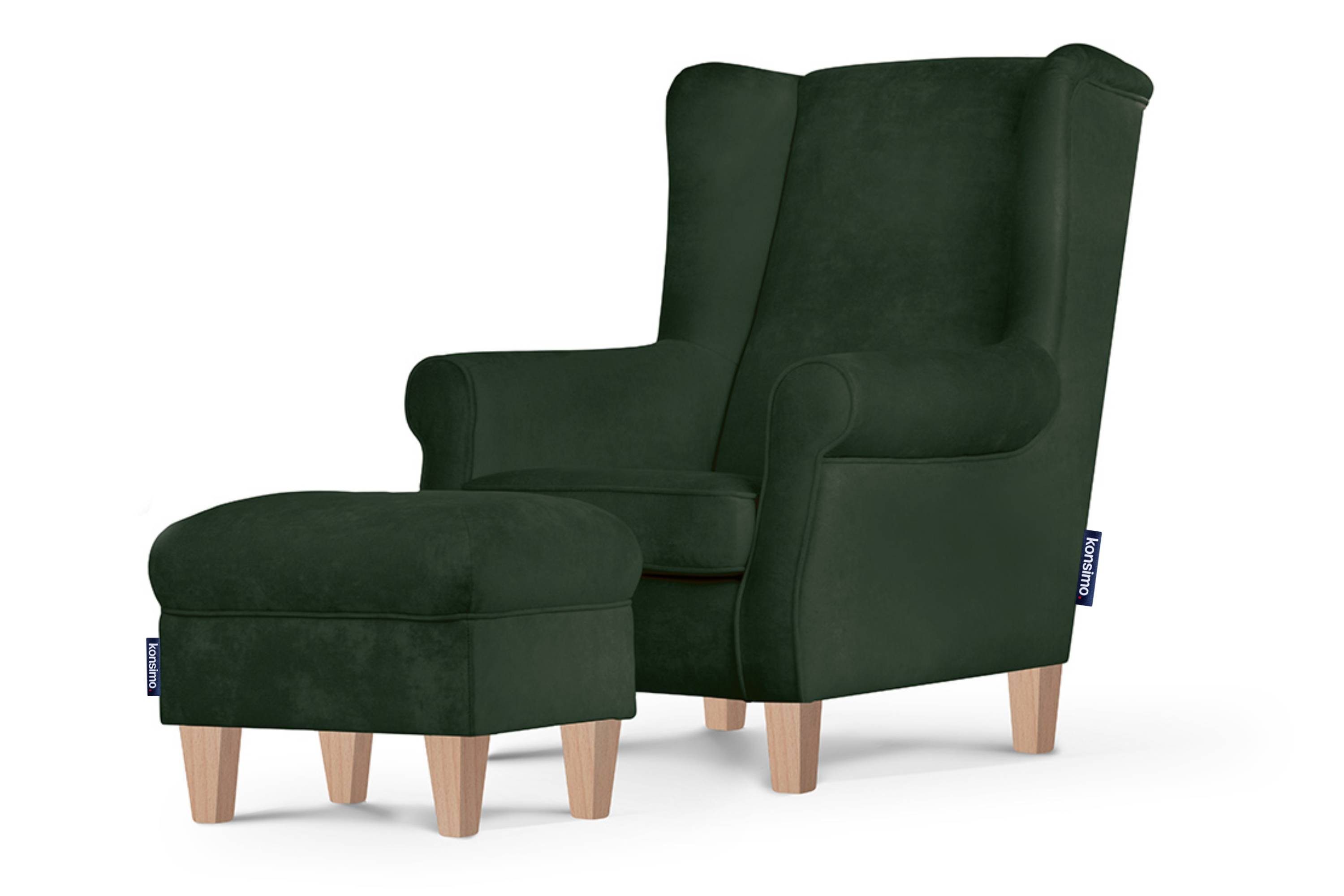 Ohrensessel Sessel, Konsimo Gepolsterter in Federn mit Massivholzbeine Sessel Sitzfläche, der mit MILES Armlehnen,