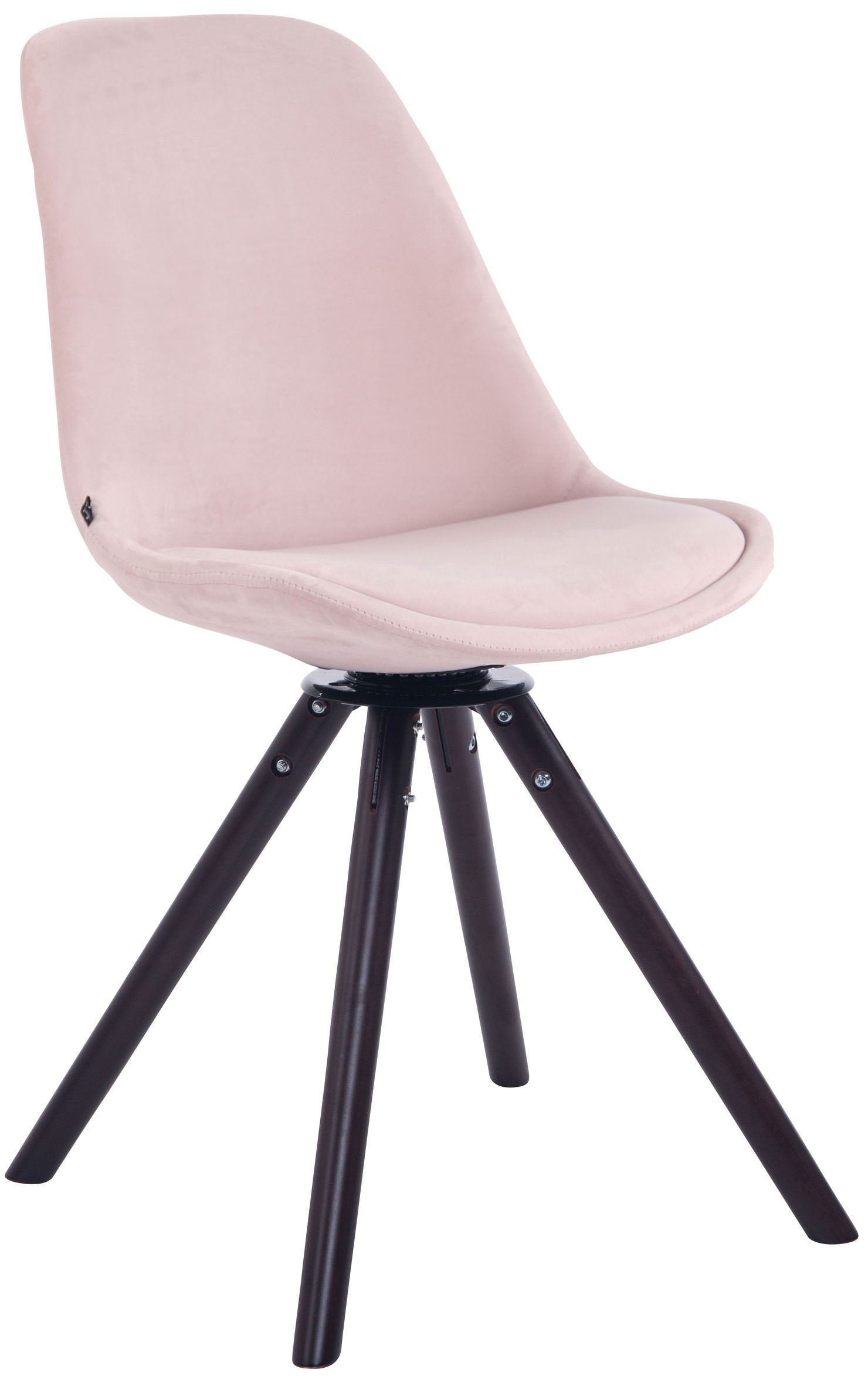 TPFLiving Esszimmerstuhl Troll mit hochwertig gepolsterter Sitzfläche - Konferenzstuhl (Küchenstuhl - Esstischstuhl - Wohnzimmerstuhl - Polsterstuhl), Gestell: Buchenholz Walnuss - Sitzfläche: Samt pink