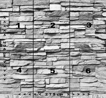 murimage® Fototapete Fototapete Stein 3D 274 x 254 cm Steinwand Mauer Schwarz Weiß Tapete inklusiv Kleister
