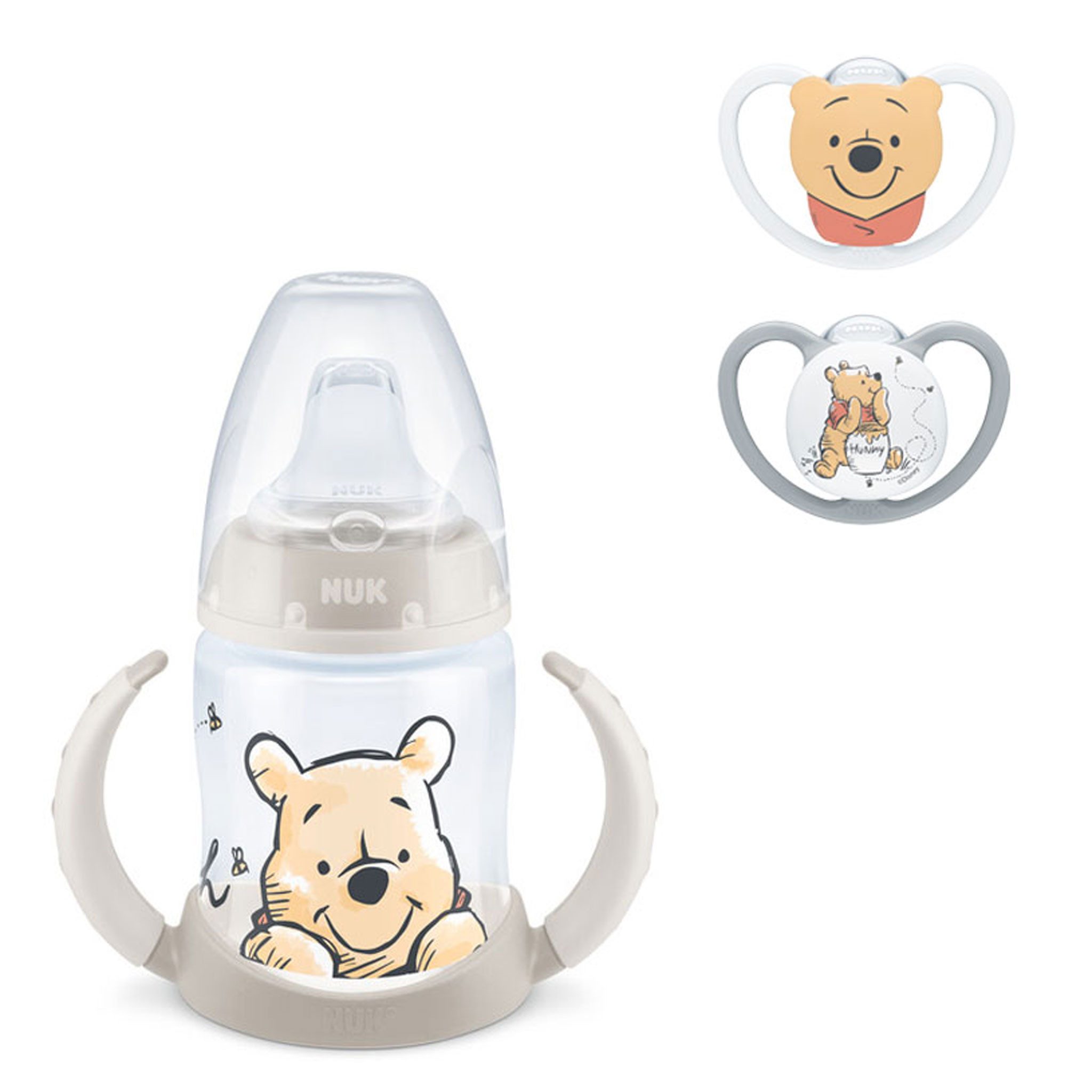 NUK Babyflasche NUK Disney Babytrinklernflasche 150 ml + Space Babyschnuller 0-6