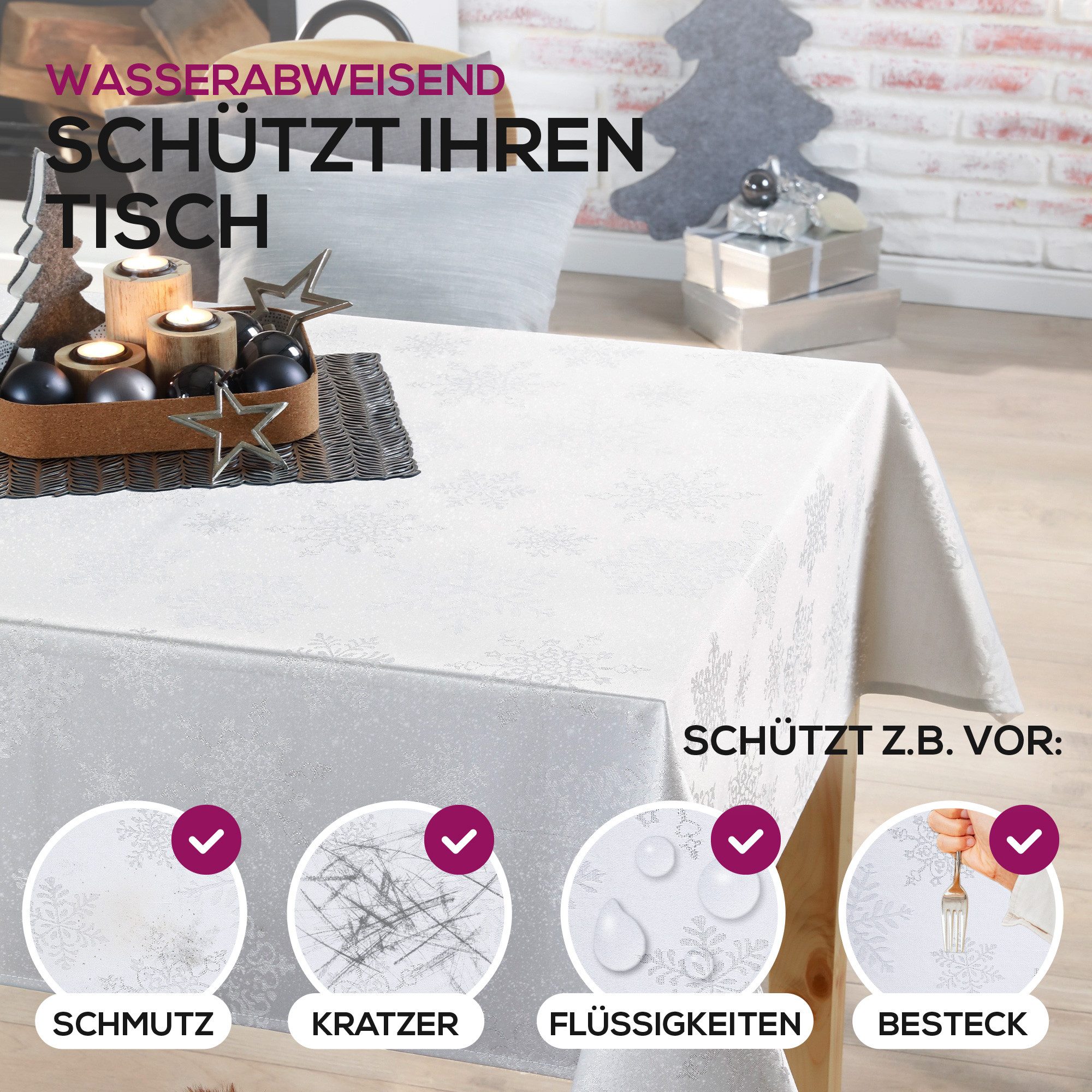 Beautex Tischdecke Lurex Tischdecke Weihnachten, Silber Gold glänzend, Weihnachtstisch (1-tlg) – Bild 3 von 5