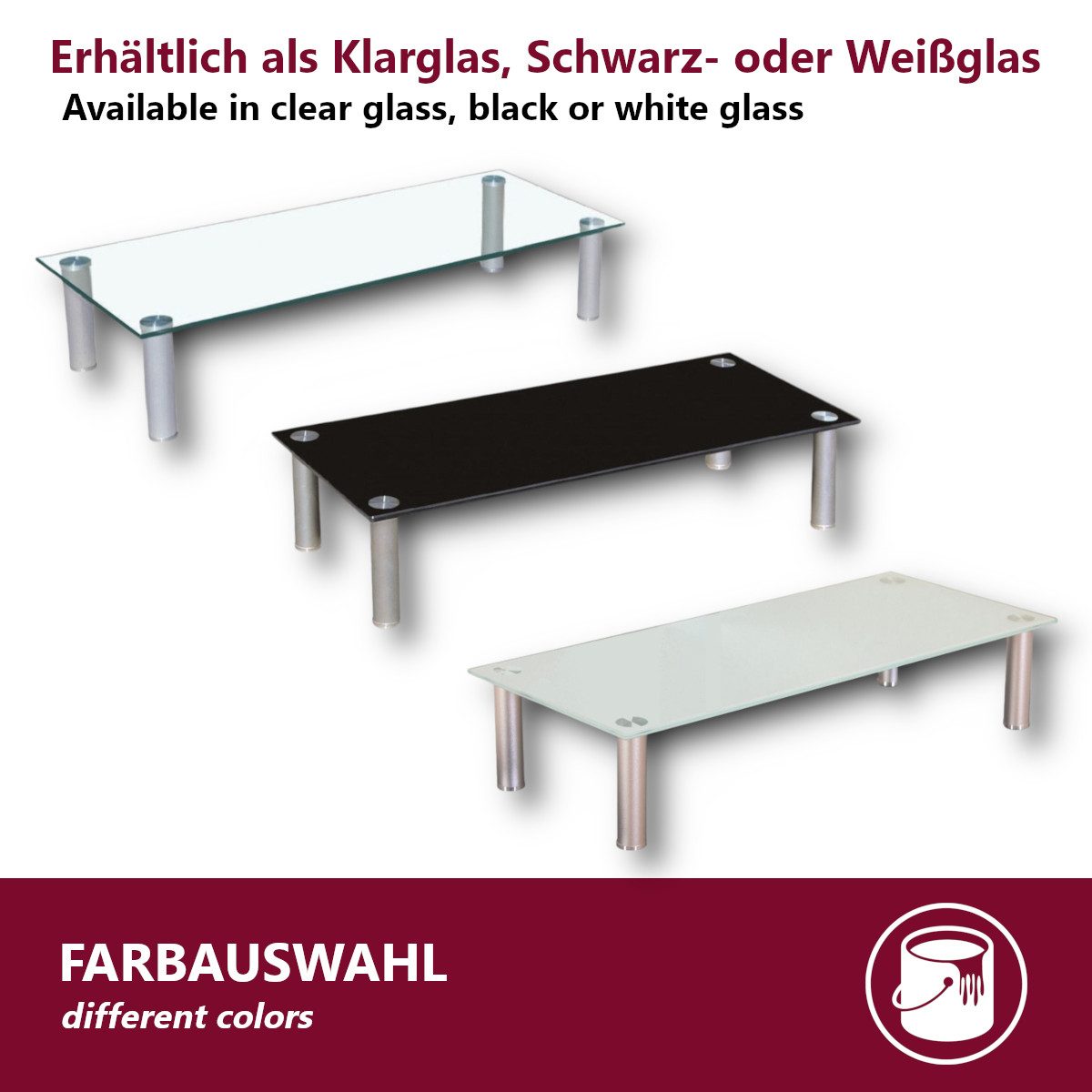 HOOZ TV-Aufsatz Klarglas mit Aluminiumfüßen - Ablage und Platzerweiterung 100x35cm, (modern, 1-St., mit Aufbauanleitung), aus Sicherheitsglas – Bild 3 von 5