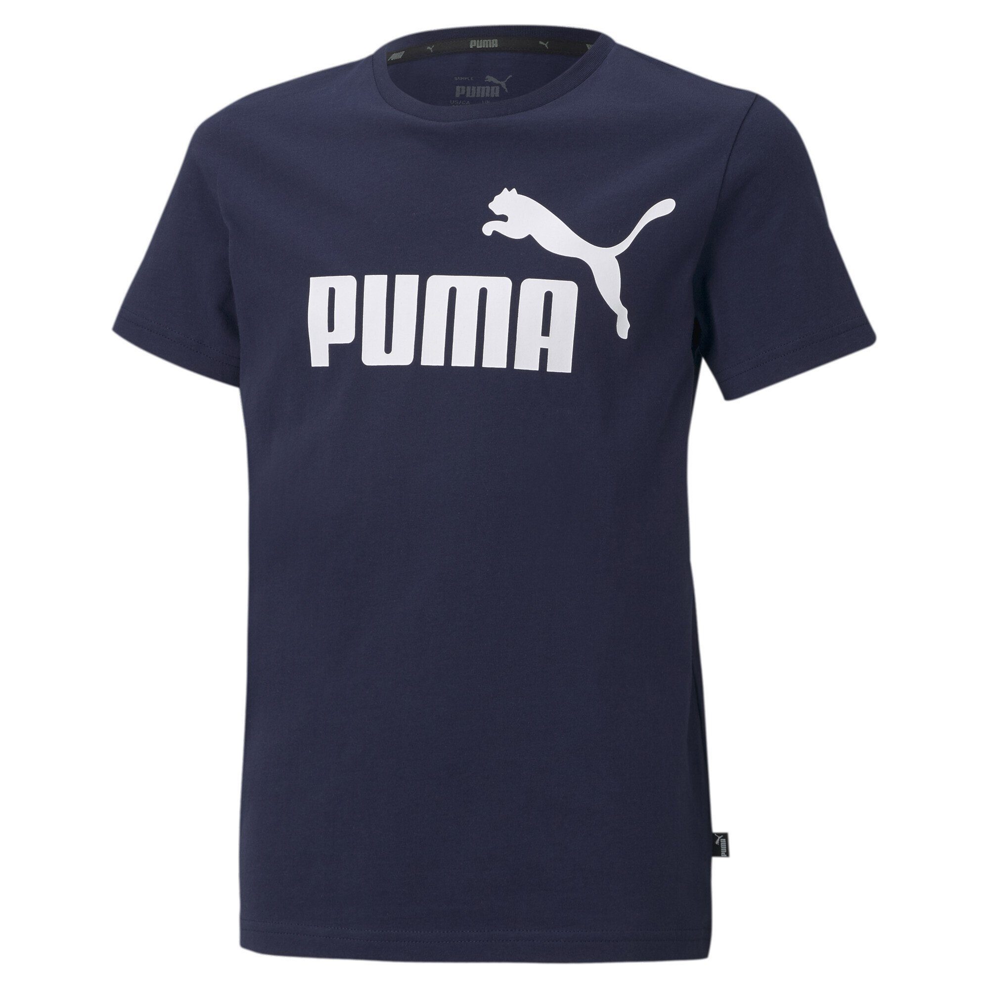 Blue mit T-Shirt Essentials T-Shirt PUMA Jungen Logo Peacoat