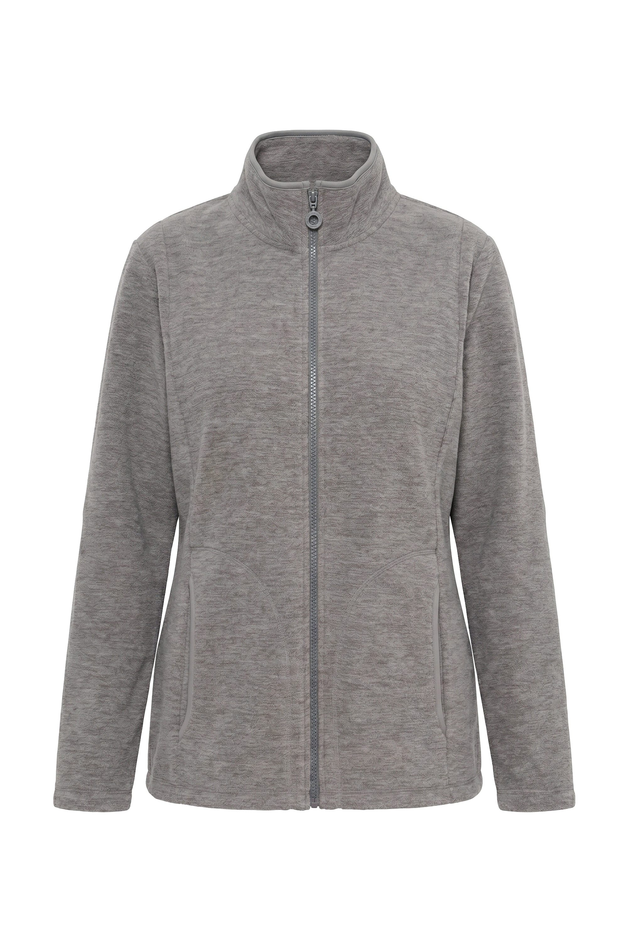 Ulla Popken Sweatjacke Fleecejacke meliert Stehkragen Langarm – Bild 2 von 4