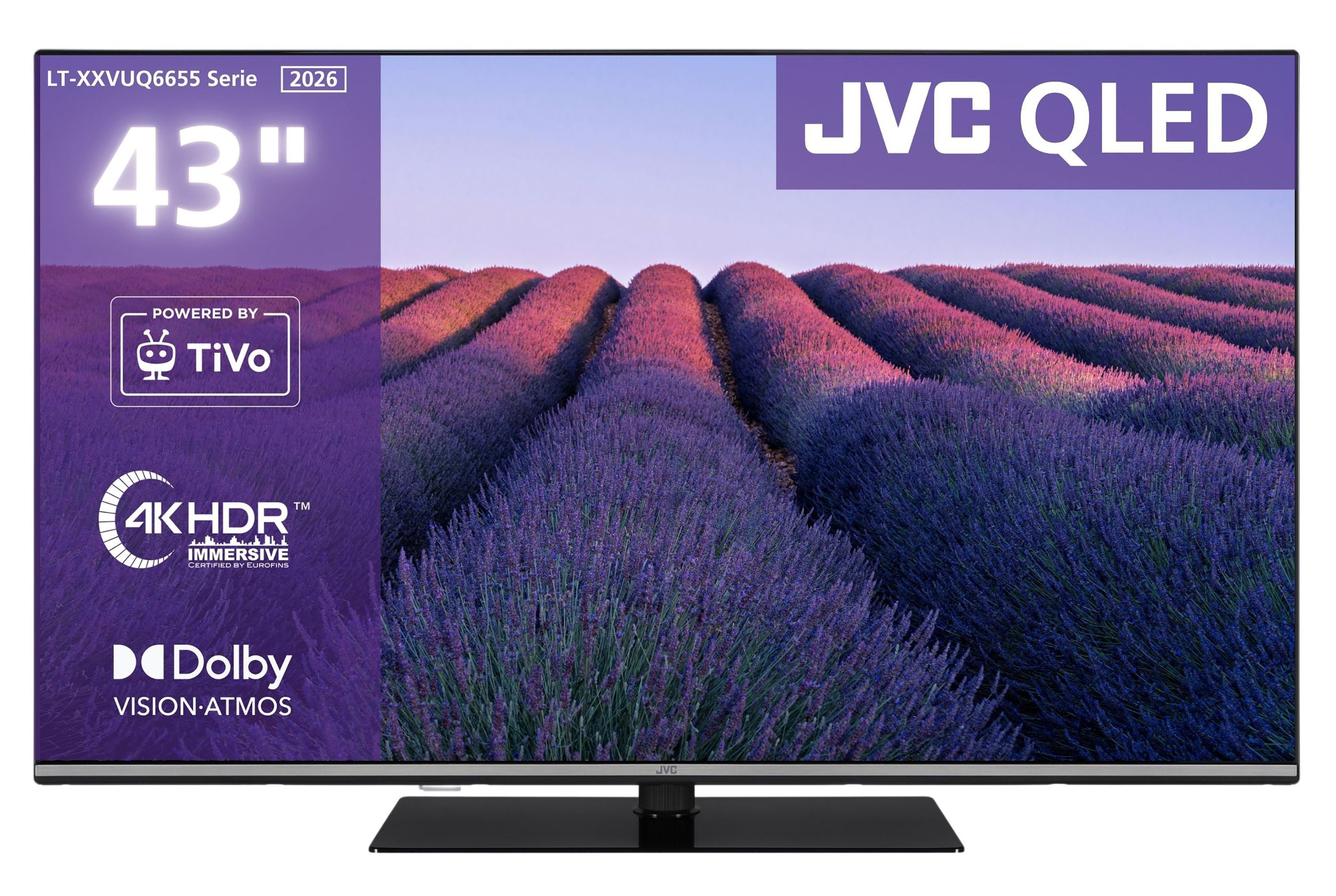JVC LT-43VUQ6655 QLED-Fernseher (108 cm/43 Zoll, 4K Ultra HD, Smart TV powered by TiVo, Smart TV by TiVo, Dolby Vision HDR, Dolby Atmos, Triple-Tuner)