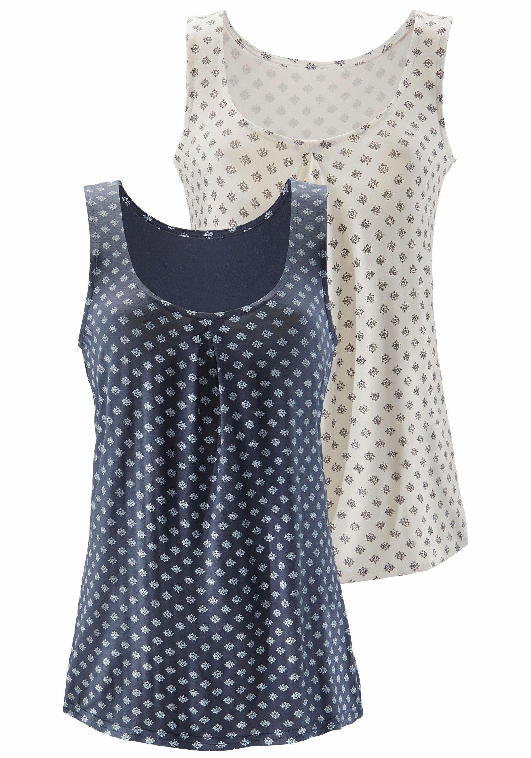 LASCANA Trägertop mit Kellerfalte (2er-Pack) aus weicher Viskose-Qualität