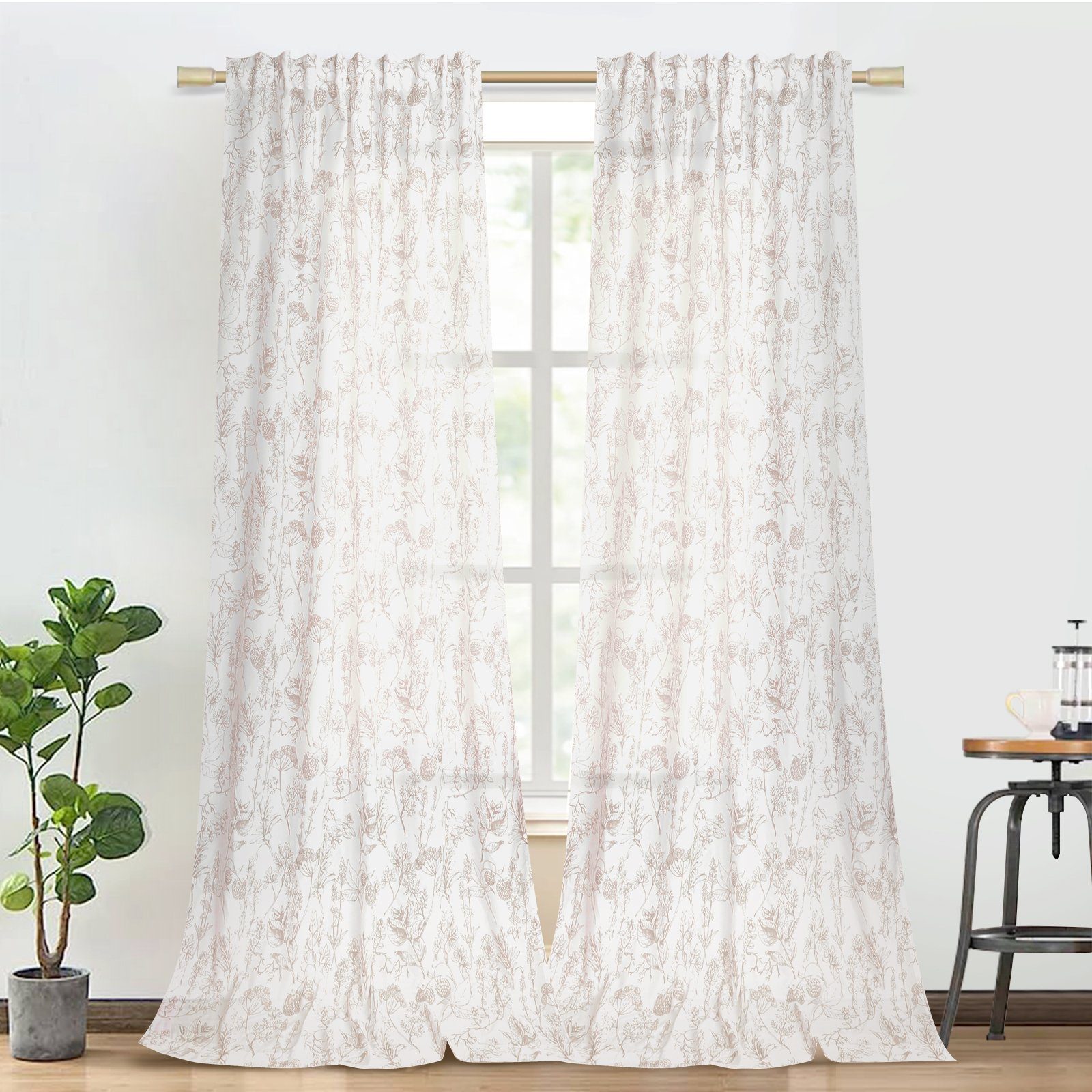 Sunicol Gardine Floral bedruckter transparenter Brokat günstig online kaufen