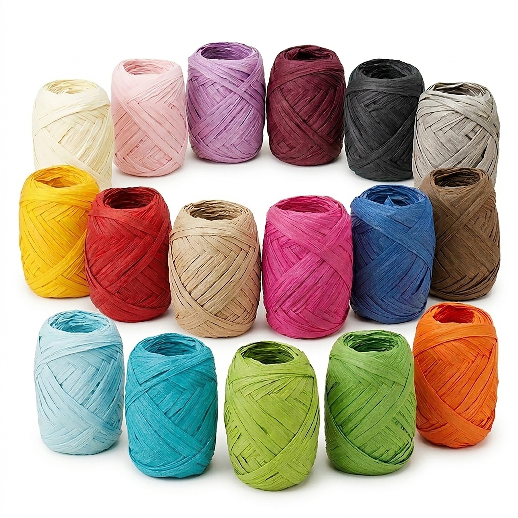 Creativery Bastelband, Papierband Raffiabast 17 Rollen Set je 20m Farbenvielfalt Mix