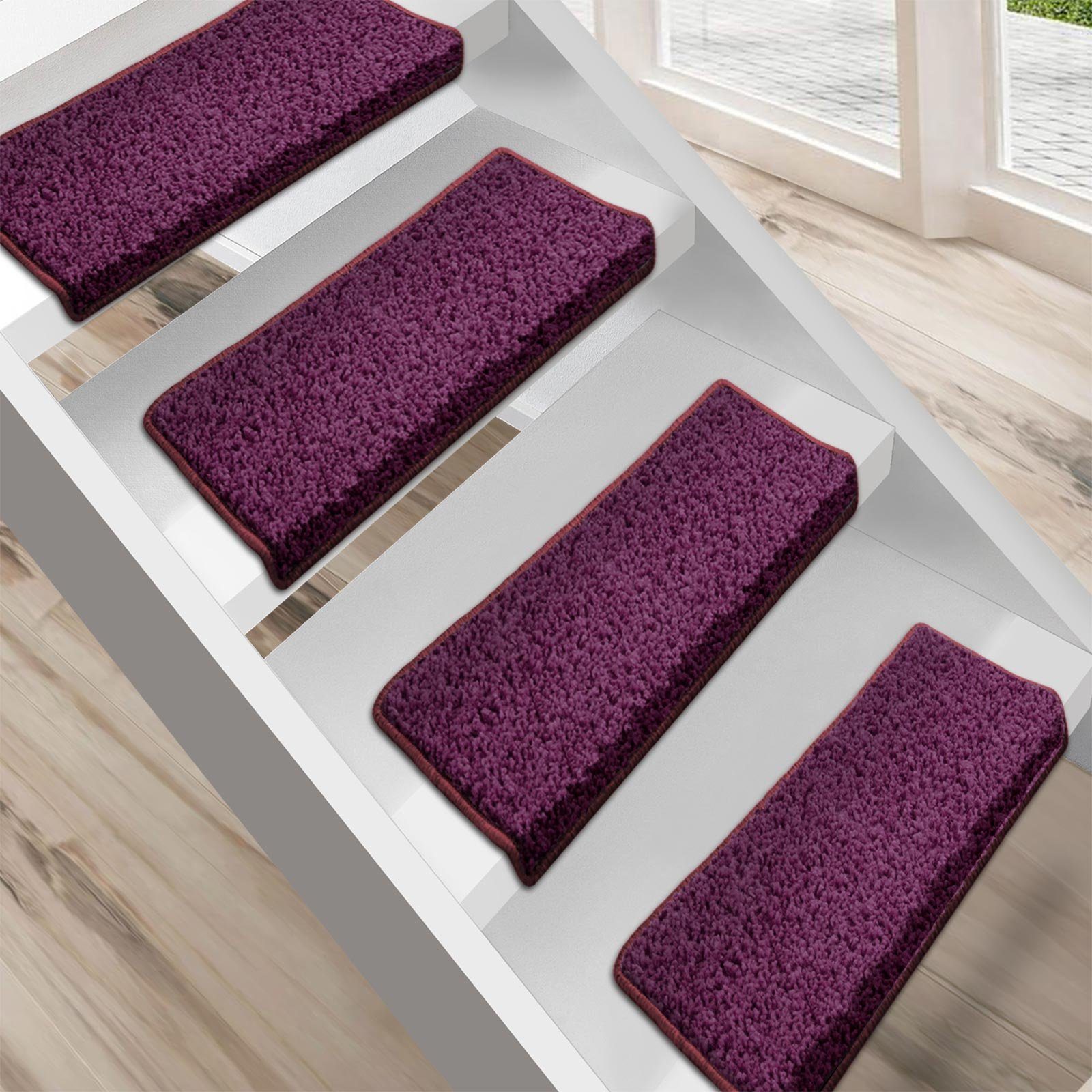 Karat Stufenmatte Shaggy-Stufenmatte Madrid, Treppenschoner, 16 Farben, 2 Varianten, Rechteckig