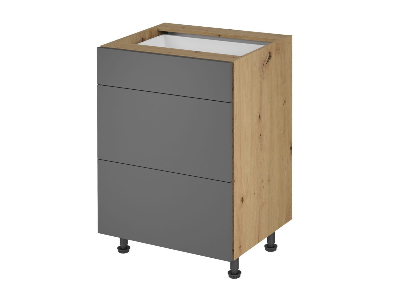 Xlmoebel Unterschrank XLMOEBEL Schubladenschrank in Grau mit 3 praktischen Schubladen (1-St., Schubladenschrank, 3 Schubladen) Made in Europa