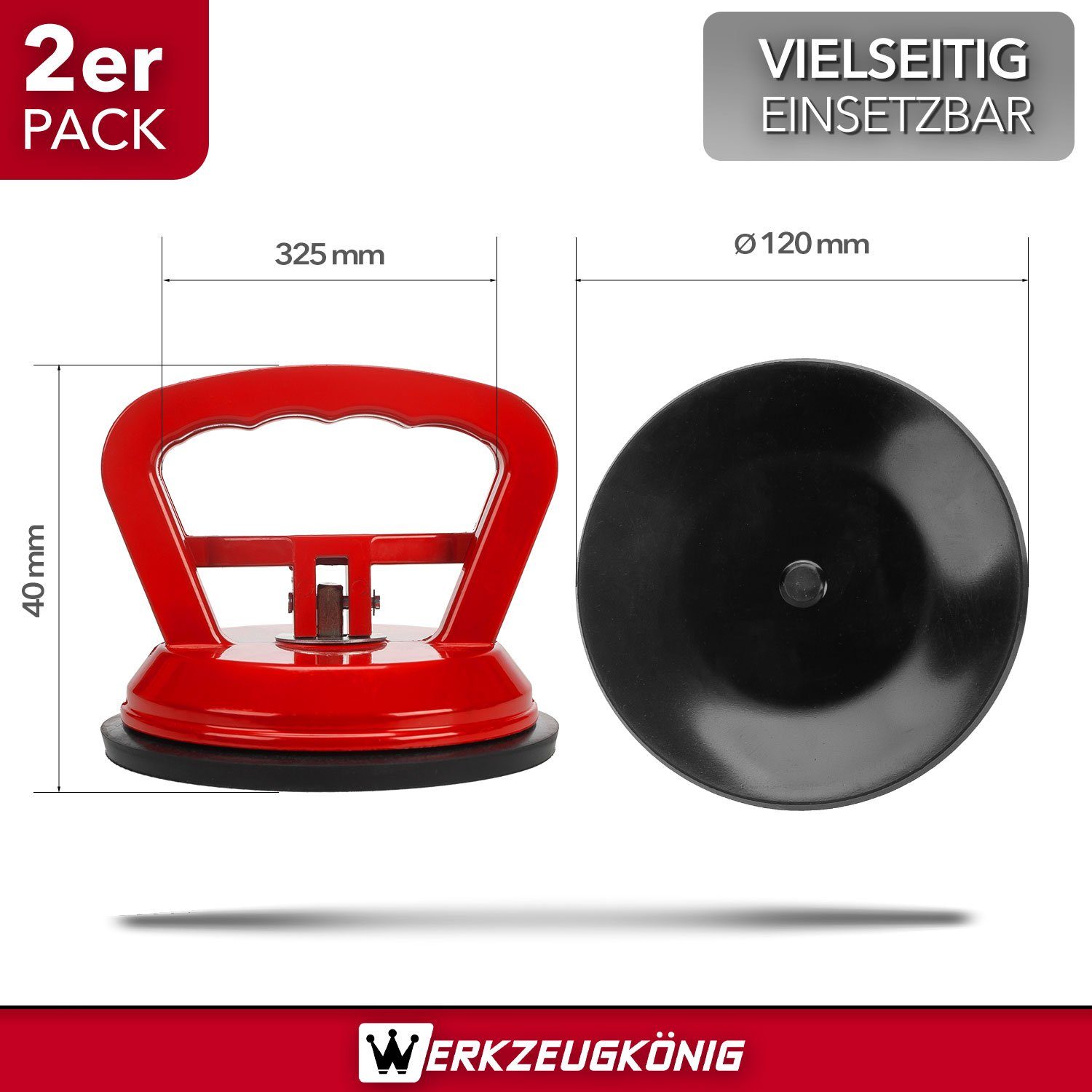 Werkzeugkönig Plattenheber Vakuumheber Saugheber, max. 50,00 kg Traglast, 1-fach Glassauger, -], 2er Set, Feststellhebel zum Ansaugen und Lösen - bis 170 kg belastbar
