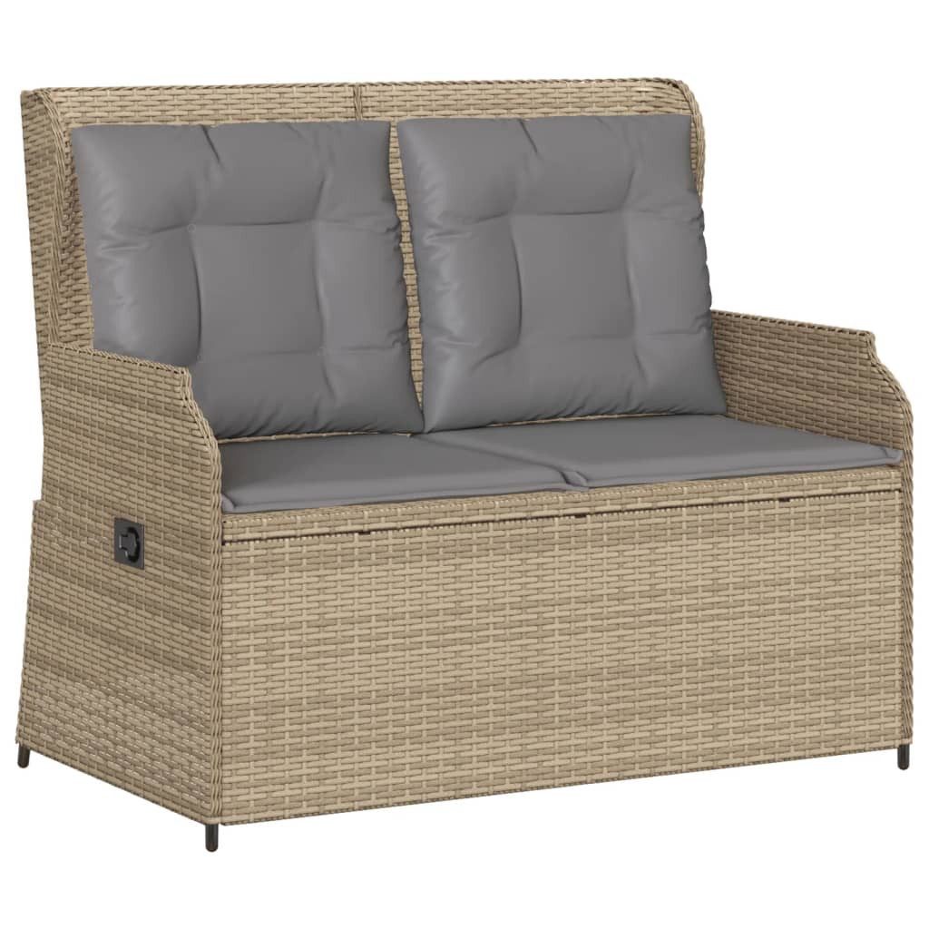 vidaXL Loungesofa Gartenbank Verstellbar mit Kissen Beige Poly Rattan, 1 Teile