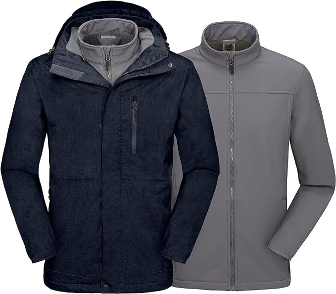 Skijacke Skijacke Windhacke Herren Wasserdicht Winddicht Warme Taschen Blau-XL