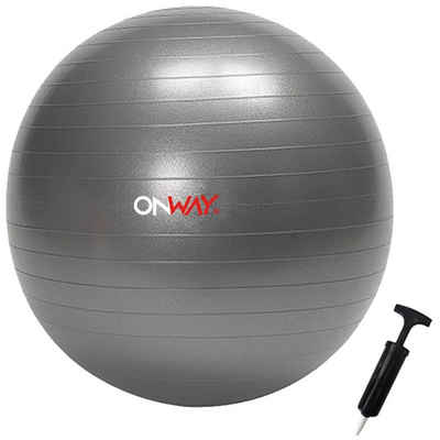 OnWay Gymnastikball »OnWay Gymnastikball mit Pumpe Fitnessball 55cm oder 65 cm grau zur Auswahl«, Durchmesser 55 oder 65cm zur Auswahl