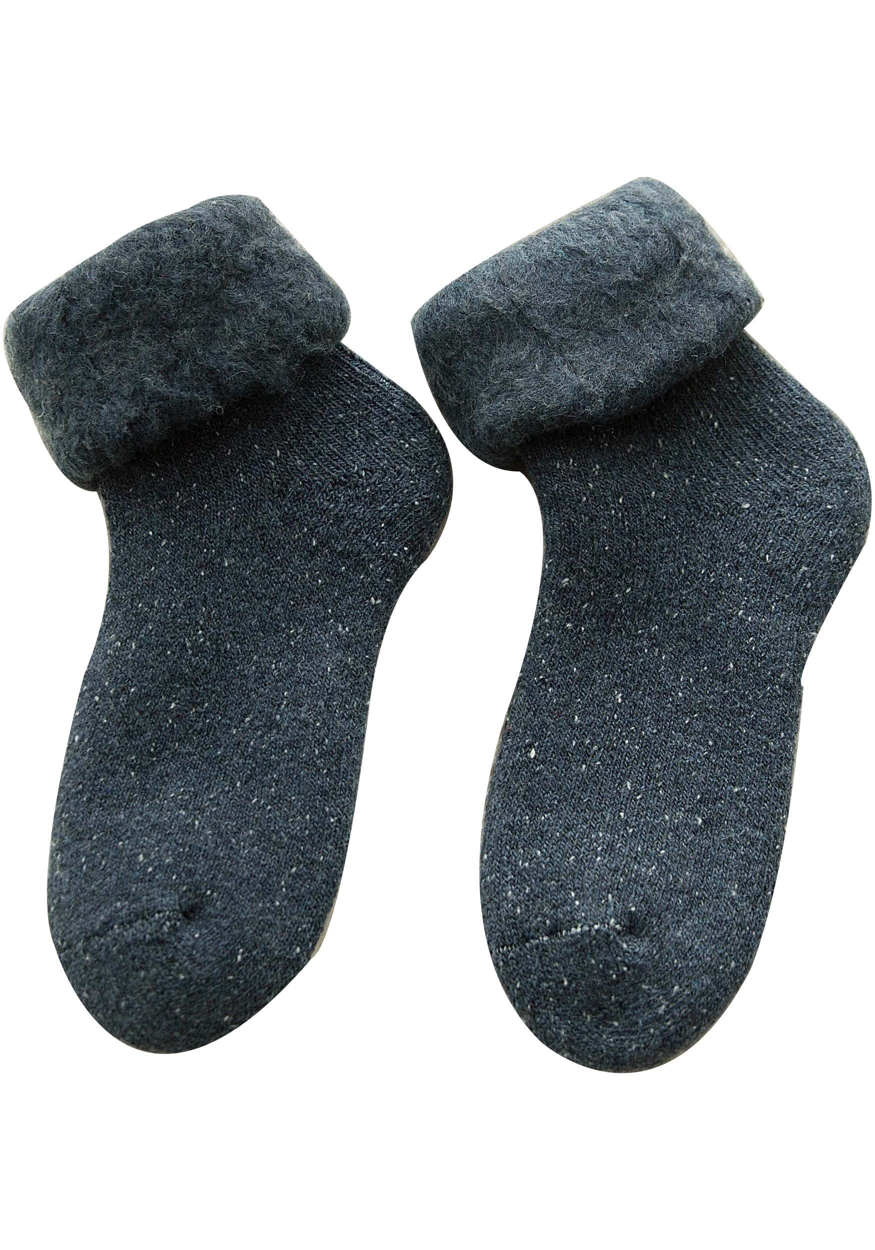 MAGICSHE Thermosocken 2 Paare Verdicken Lammkashmere Wärmer Wintersocken (2-Paar) Unisex dicke Kaschmir-Wolle Winter warme Thermosocken Navy blau