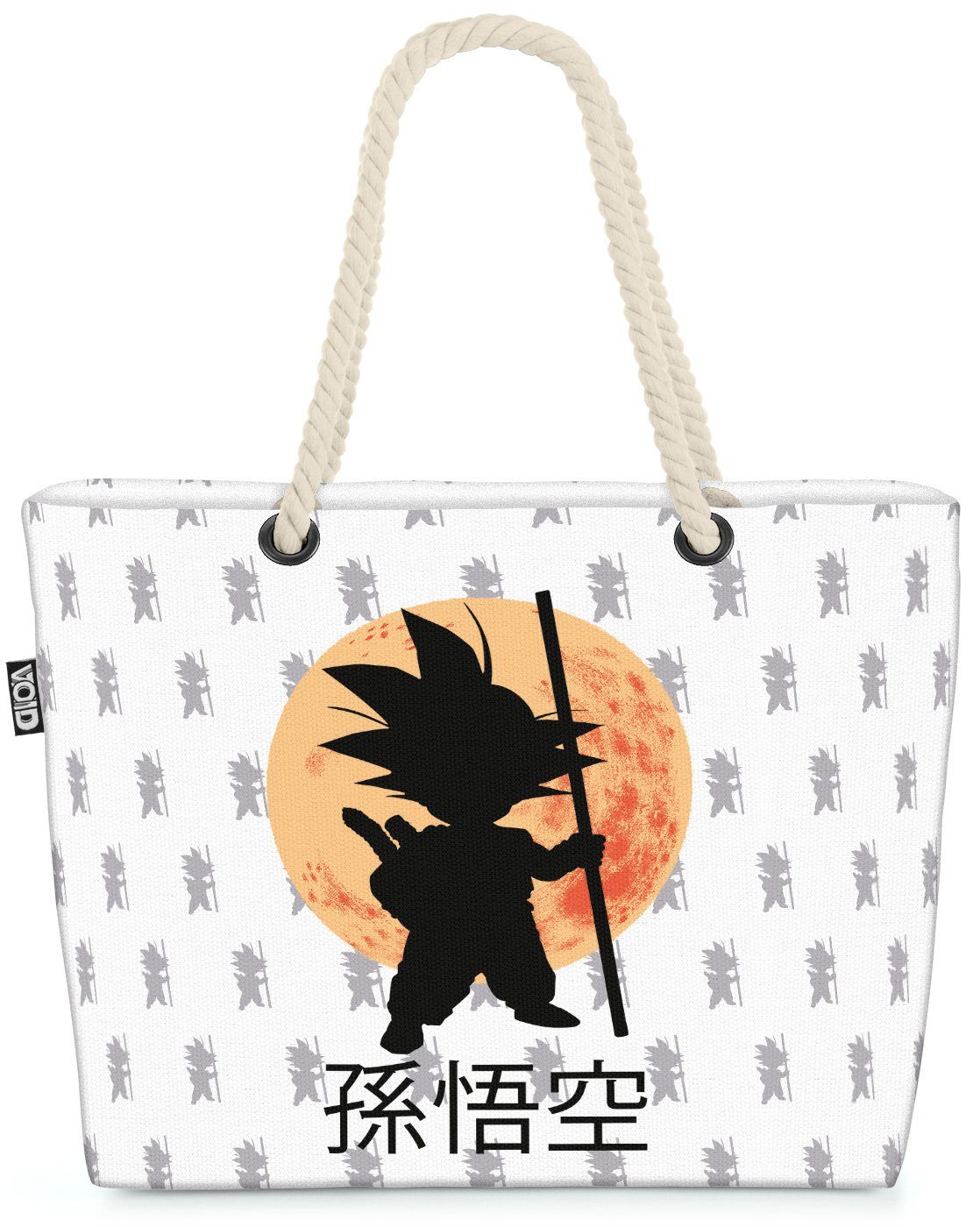 VOID Strandtasche (1-tlg), Goku Moon Shopper Son Roshi Dragon Saiyajin Ball Vegeta Mond weiß