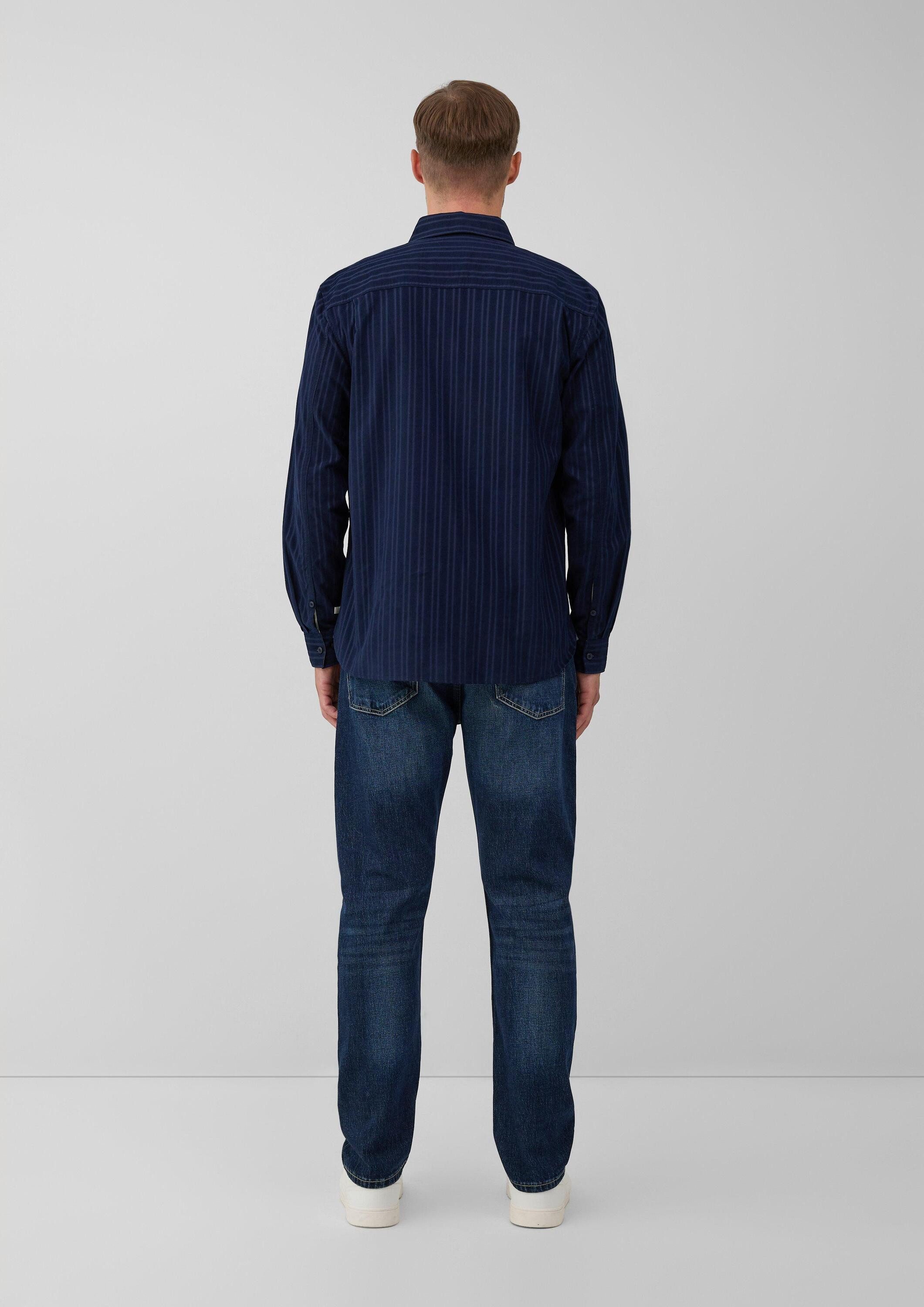 s.Oliver Langarmhemd Hemd Regular Fit: Cordhemd in Streifenoptik mit aufgesetzter Tasche