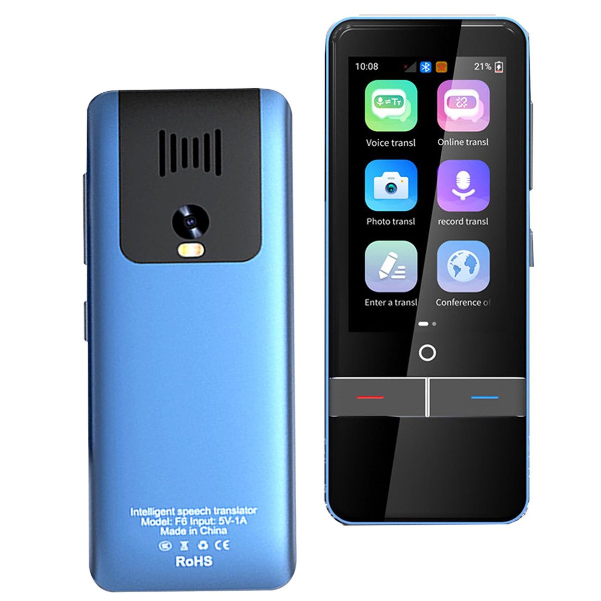 MOPUEA Sprachcomputer Tragbares intelligentes Sprachübersetzungsgerät blau, Intelligenter Übersetzer, 139 Sprachen mit Foto-Übersetzung