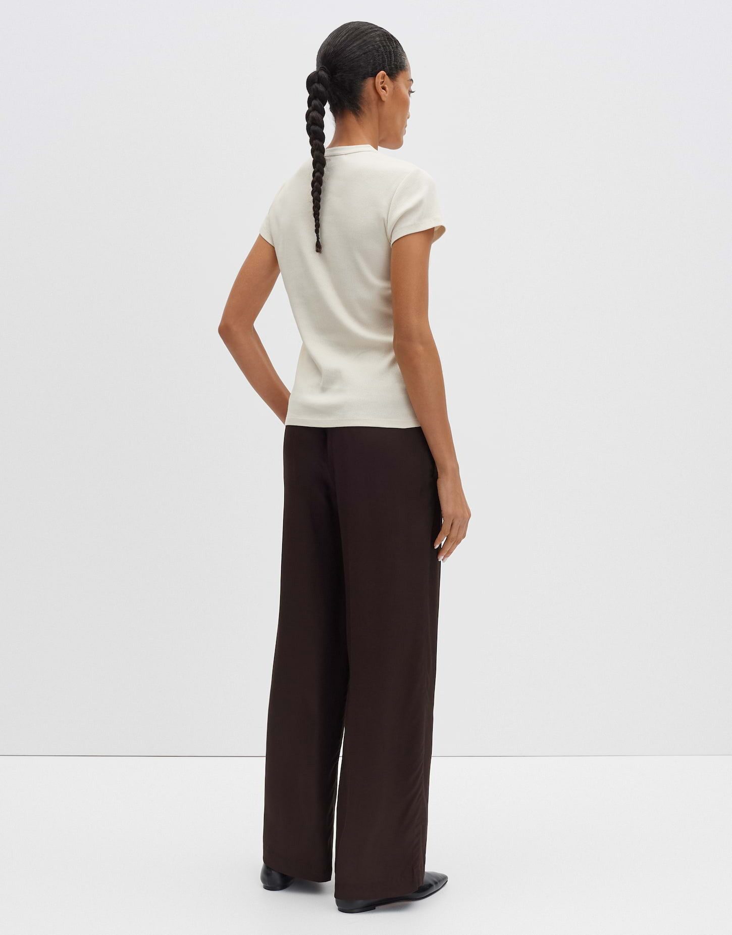 someday Kurzarmshirt Geripptes Shirt KLEOH DETAIL mit V-Ausschnitt