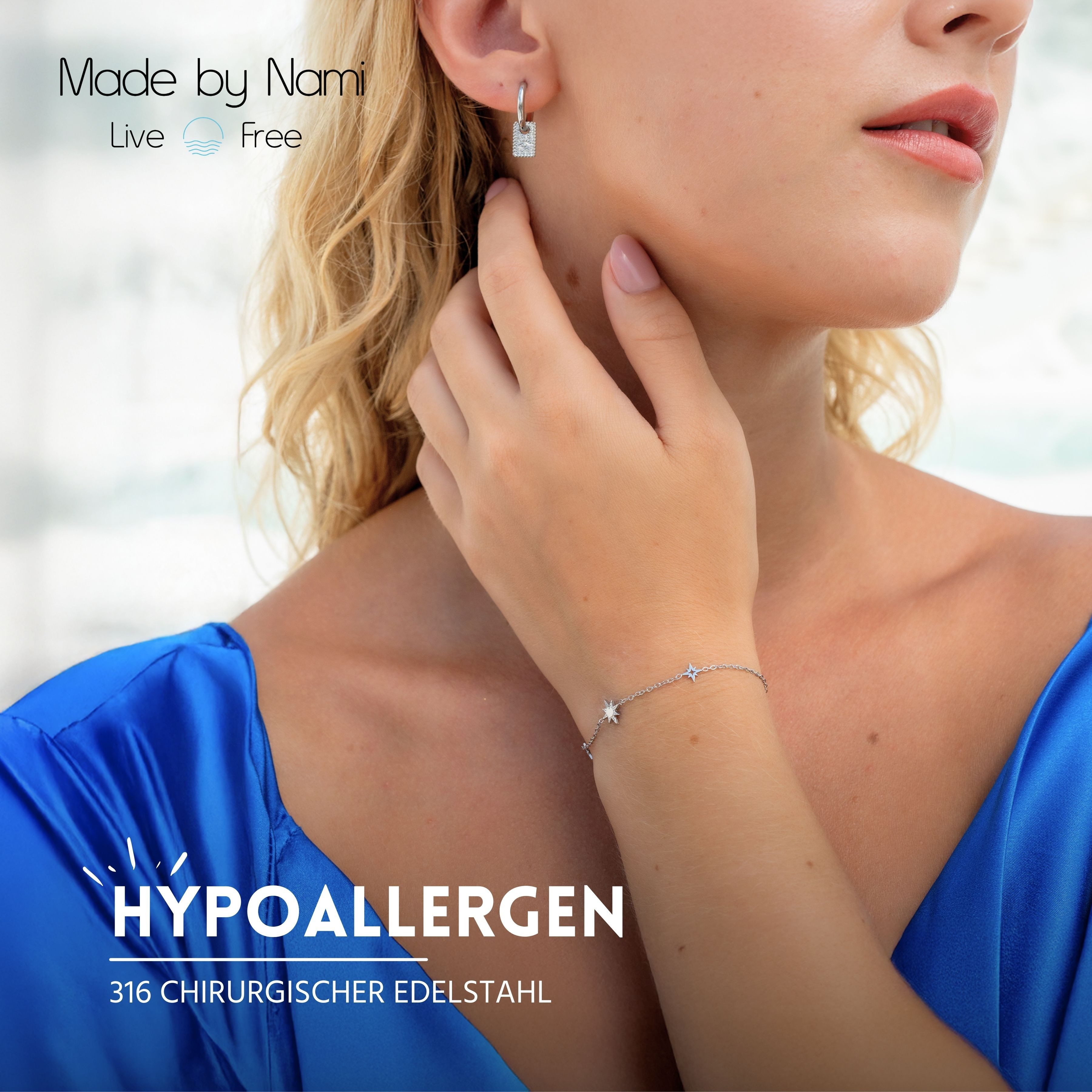 Made by Nami Edelstahlarmband filigran in Gold oder Silber mit Stern Anhäng günstig online kaufen