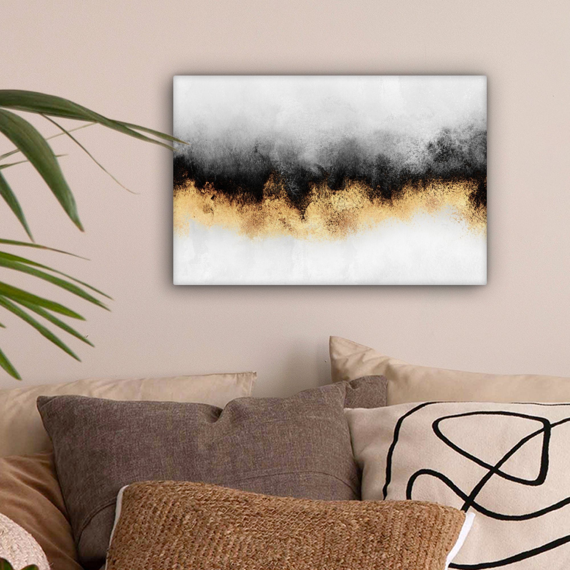 OneMillionCanvasses® Leinwandbild Gold - Chic - Abstrakt - Schwarz - Weiß - günstig online kaufen