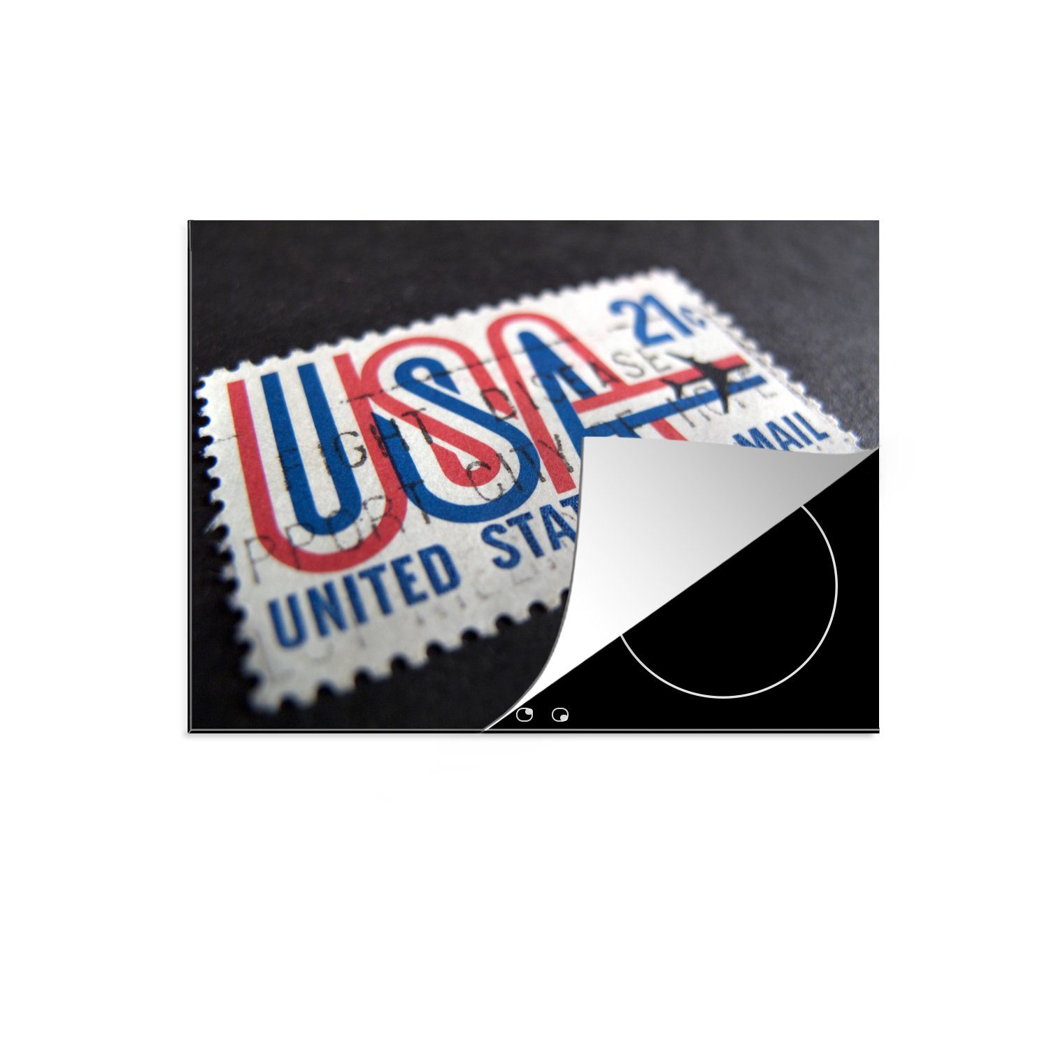 MuchoWow Herdblende-/Abdeckplatte Alte USA-Luftpostbriefmarke, Vinyl, tlg), Mobile (1 cm, Ceranfeldabdeckung 70x52 Arbeitsfläche nutzbar