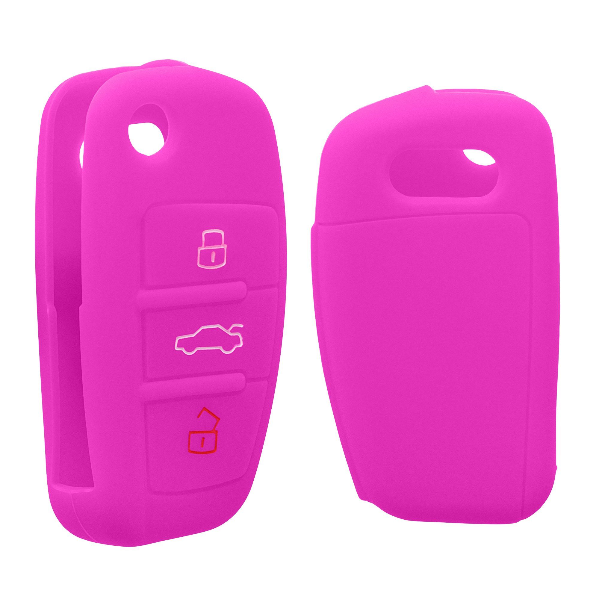 für Schlüssel Cover Case Hülle kwmobile Autoschlüssel Silikon Pink Audi, Schlüsseltasche Schlüsselhülle