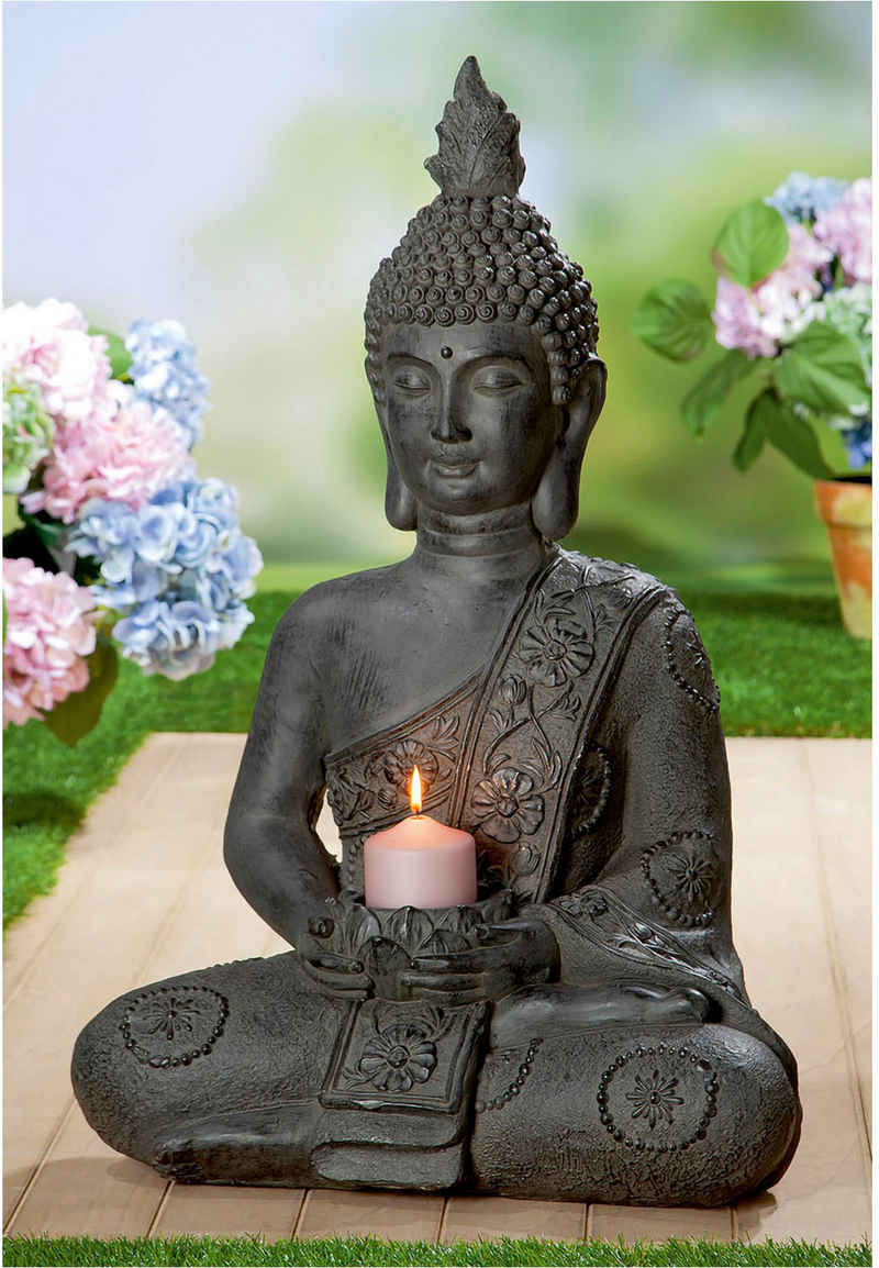 GILDE Buddhafigur Figur "Buddha" mit Teelichthalter (1 St)