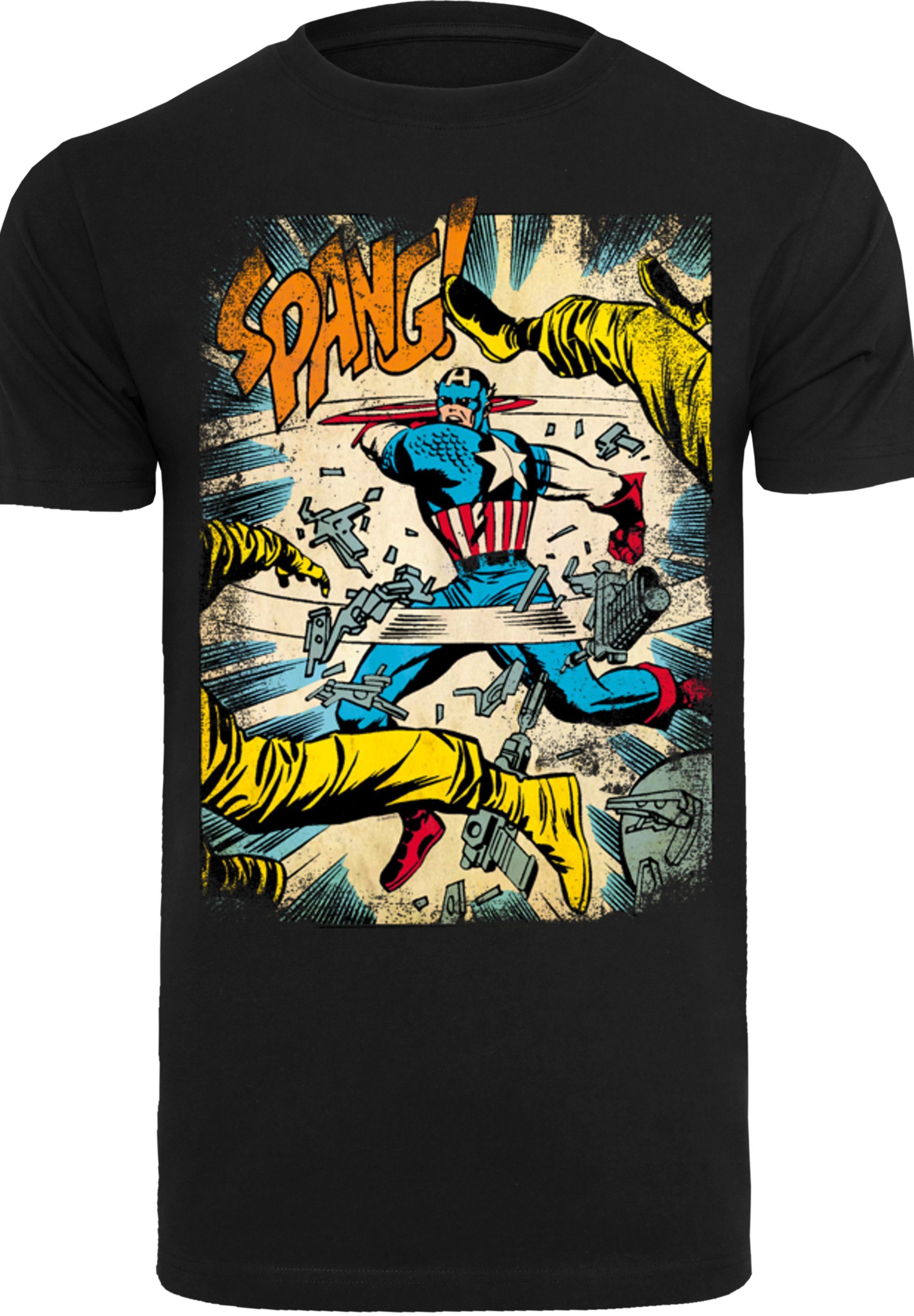 America Spang Print, weicher Sehr T-Shirt hohem Baumwollstoff Tragekomfort Captain mit Marvel F4NT4STIC