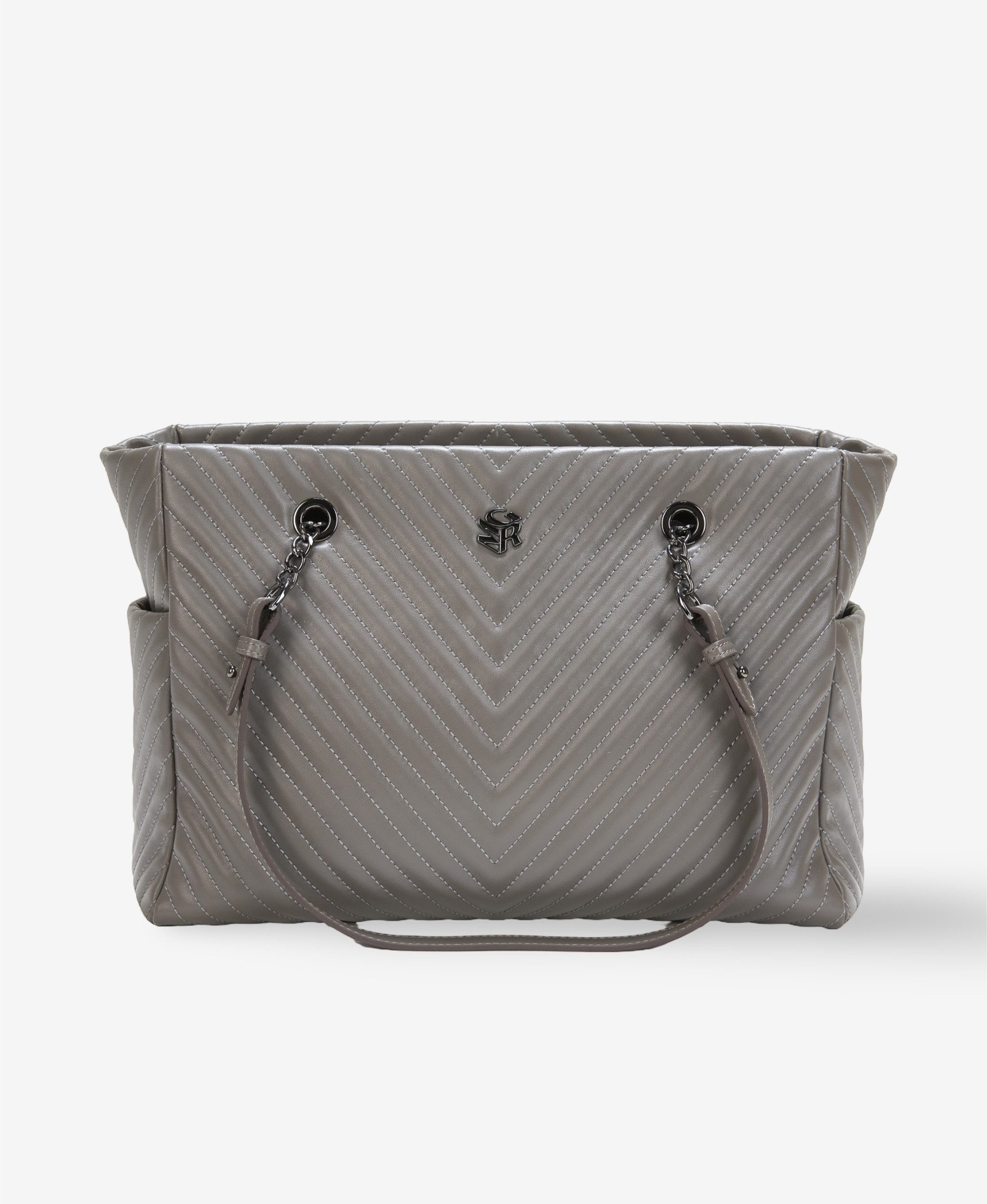 GLAMIRA Schultertasche Lysandra Graue Schultertasche (1-tlg), echt Leder, mit Reißverschluss, schützende Metallfüße