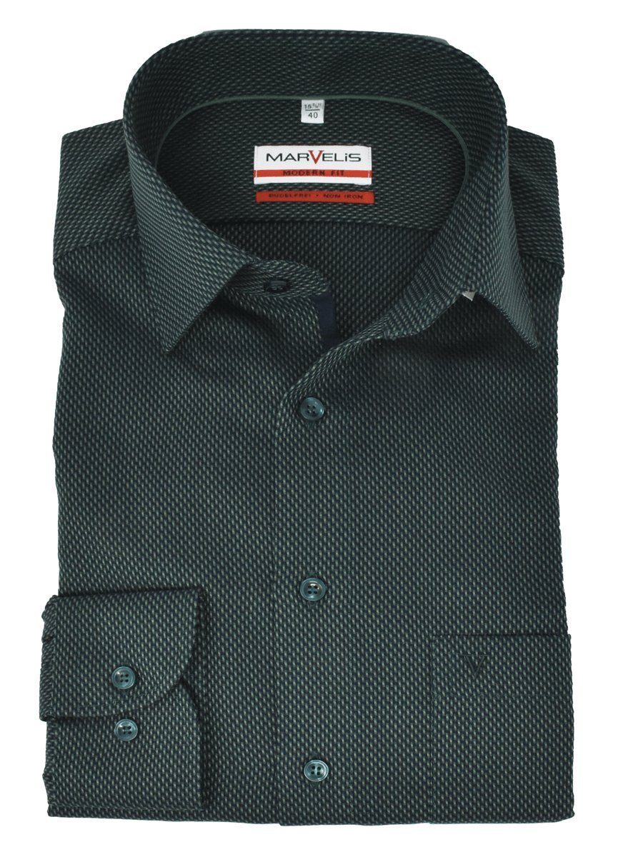 Marvelis Herren Businesshemd Kurzarm – Non-Iron Modern Fit, New Kent-Kragen, Einfarbig Weiß