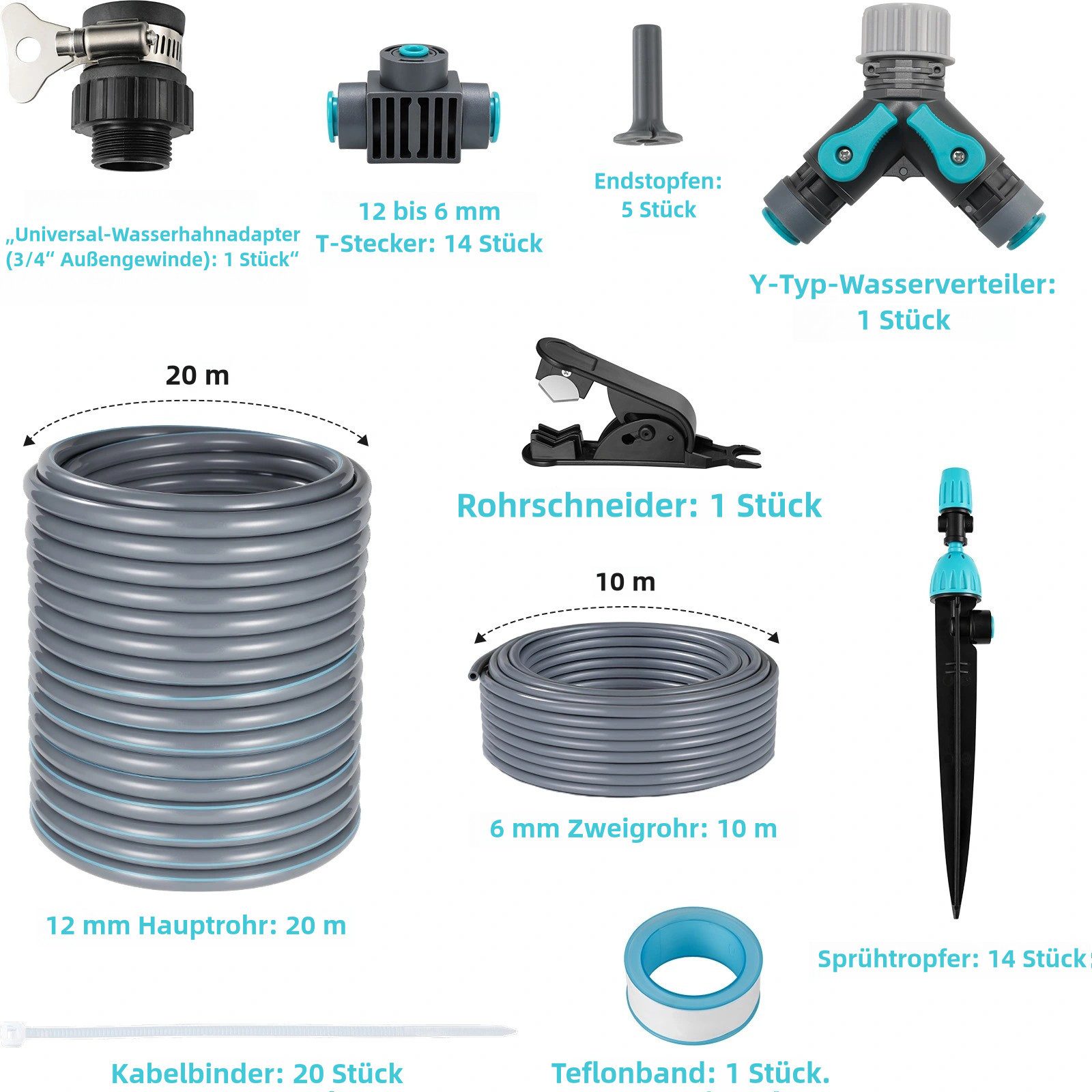 TLGREEN Bewässerungssystem Automatisches Bewässerungsset,30 M Bewässerungsrohre, (Gartenbewässerung Tröpfchenbewässerung Outdoor, Micro Drip Bewässerung), für Topfpflanzen, Garten Hochbeet Terrasse, Gewächshaus