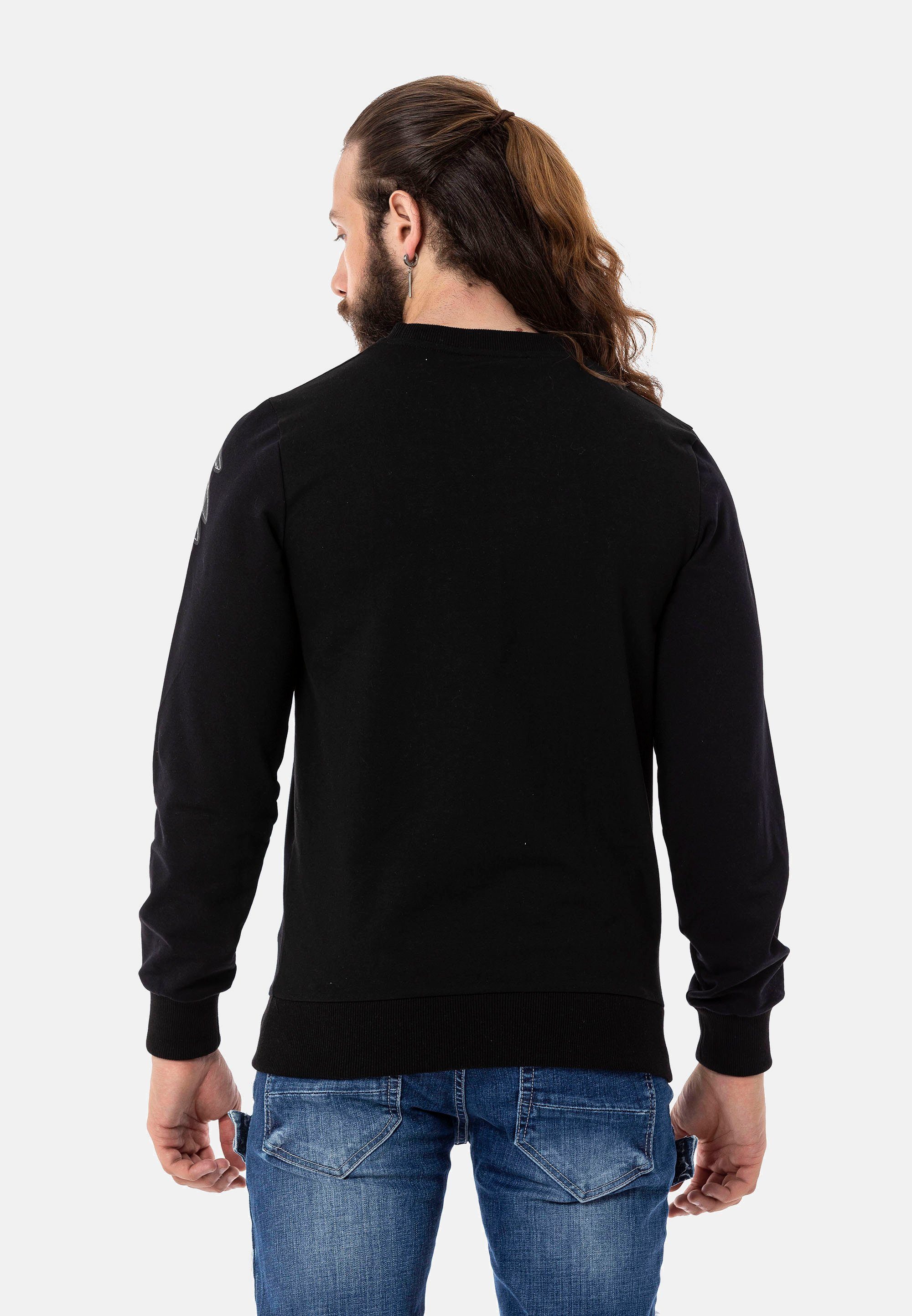 Sweatshirt großem schwarz Print Cipo Baxx mit &