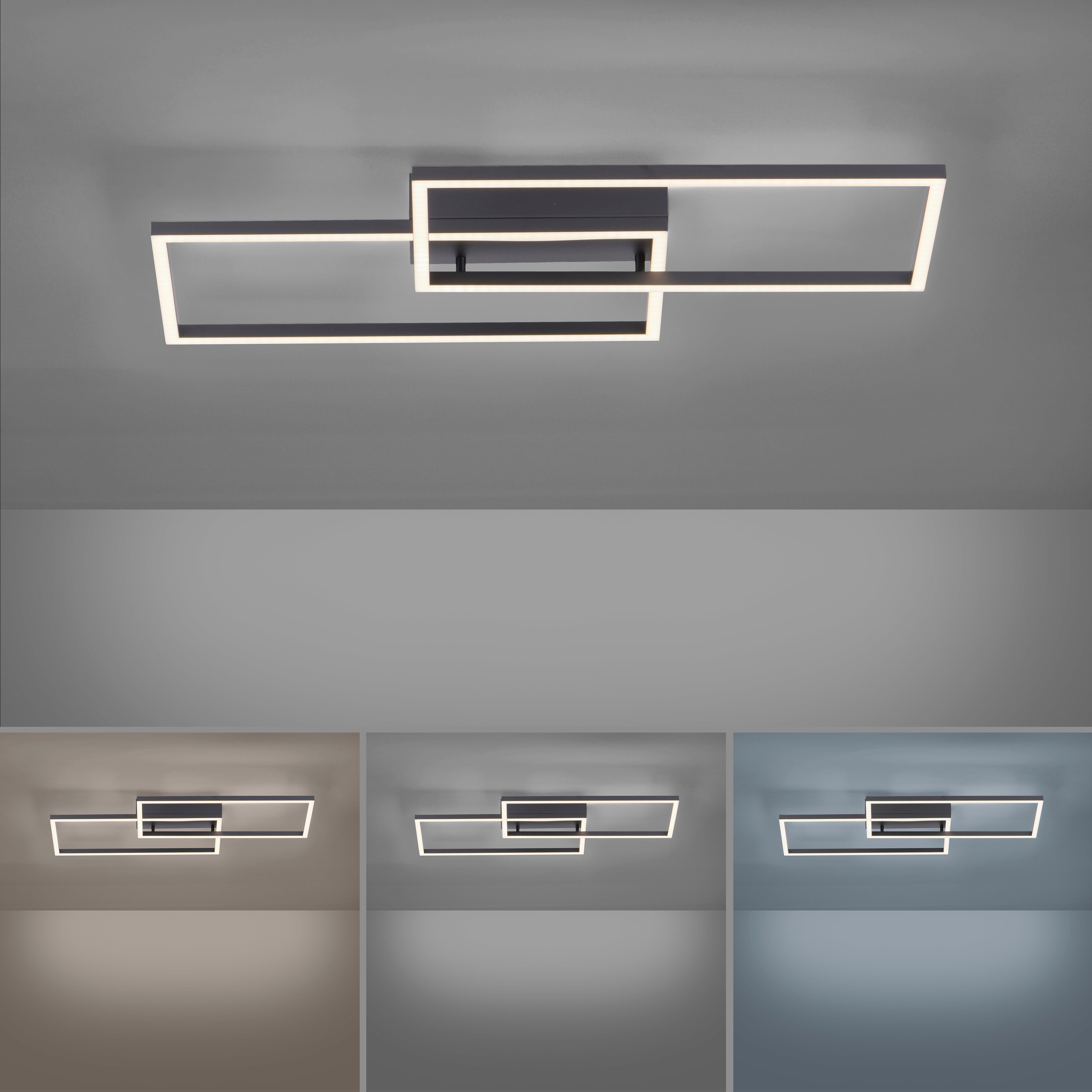 JUST LIGHT LED Deckenleuchte IVEN, Dimmfunktion, Fernbedienung, Infrarot inkl., Memory, nach Trennung vom Netz, LED fest integriert, warmweiß - kaltweiß, dimmbar über Fernbedienung