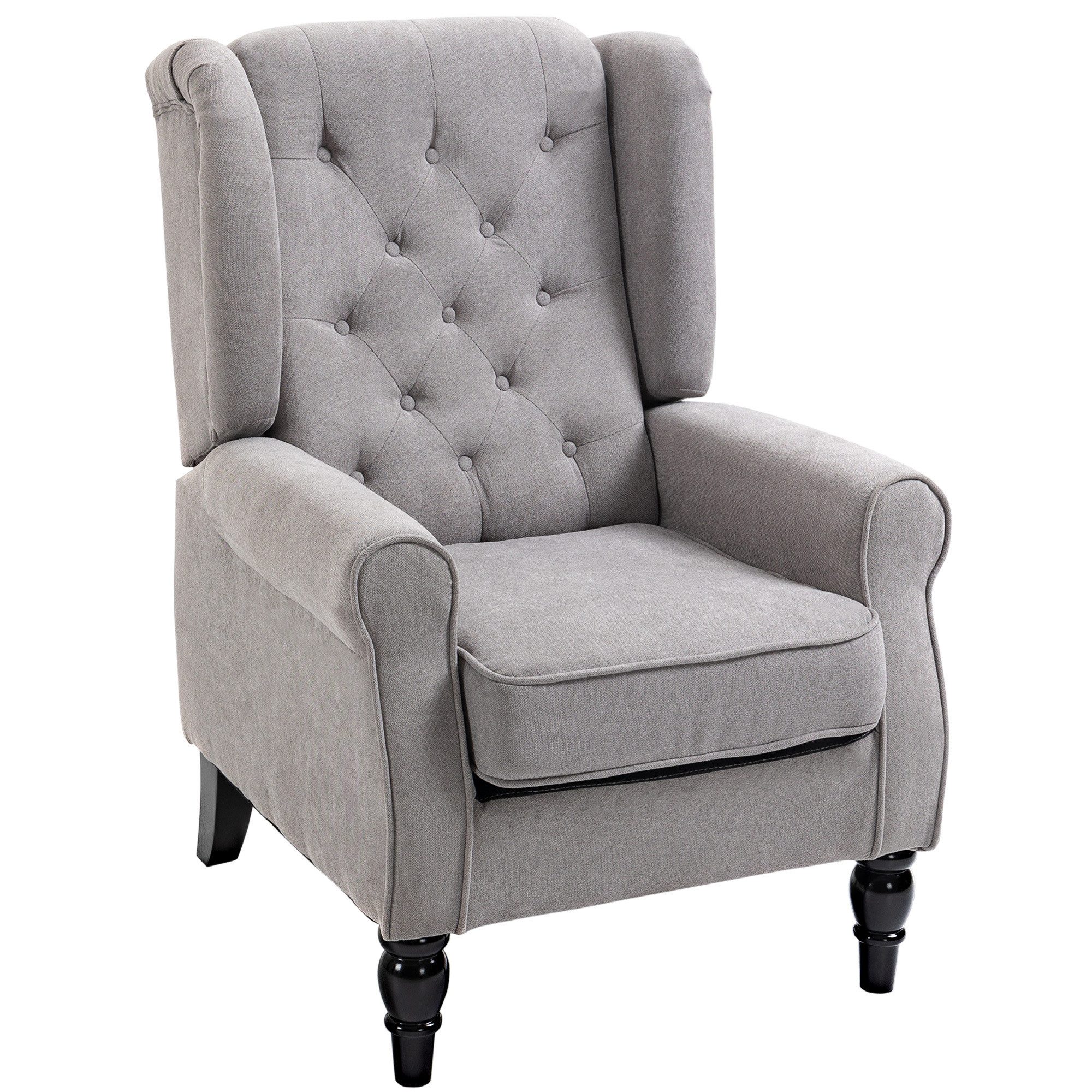 HOMCOM Sessel Einzelsessel, Akzentsessel mit Tufting Holzfüße (Ohrensessel, 1-St., Relaxsessel), für Wohnzimmer, Braun