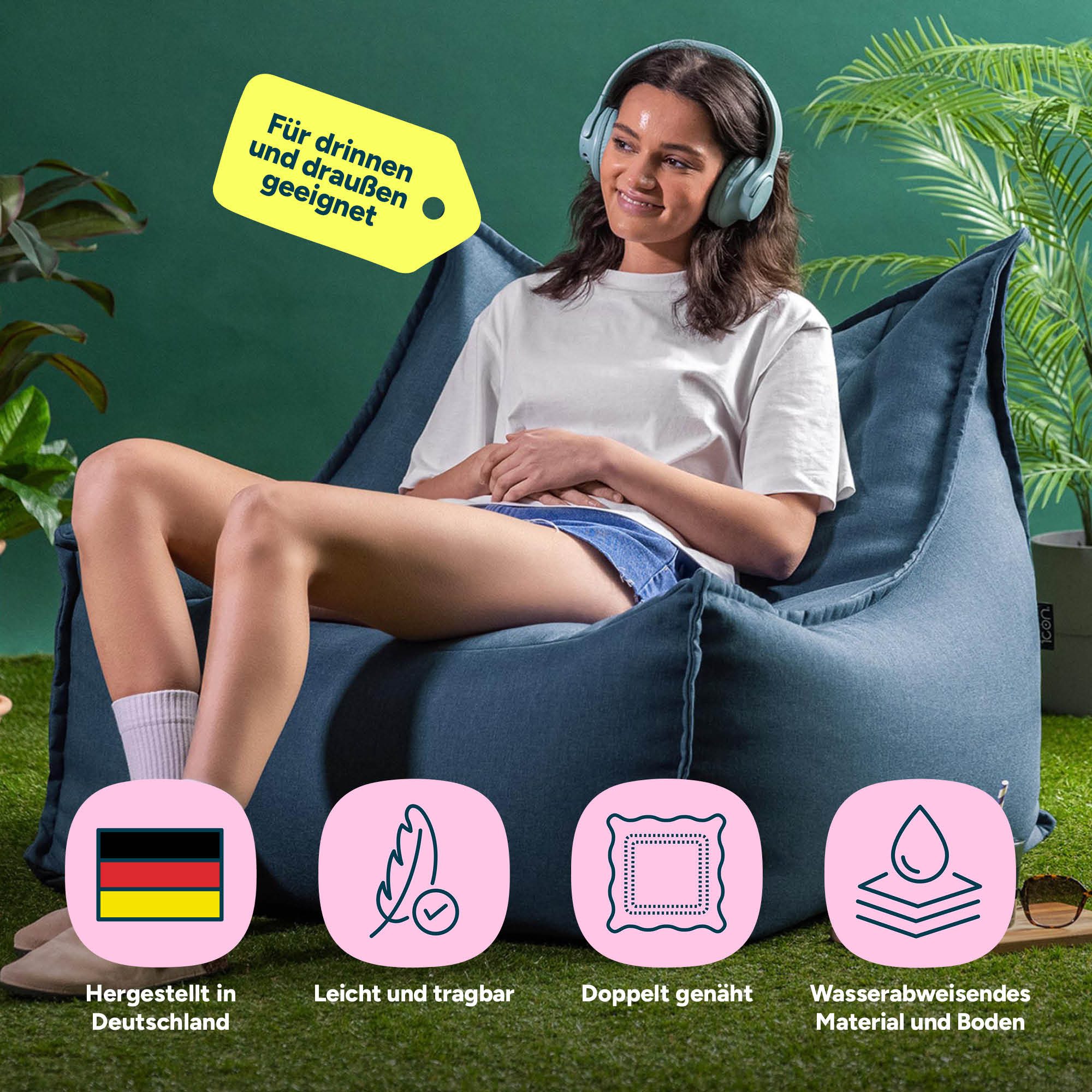 icon Sitzsack Erwachsene Outdoor Sessel aus Olefin „Alto", Sitzsack XXL, Made in Germany, für Erwachsene & Kinder, mit Füllung