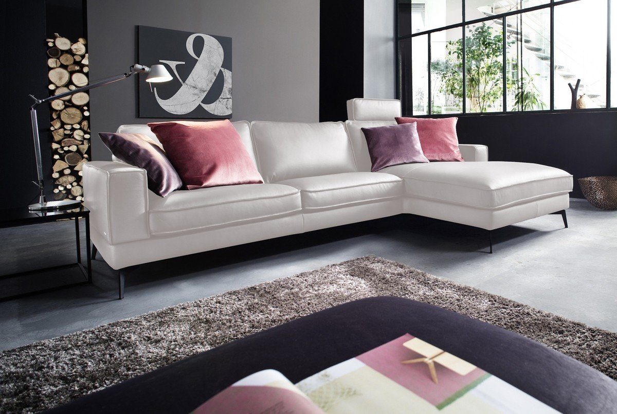 KAWOLA Ecksofa LUGA, Sofa Leder, versch. Ausführungen und versch. Farben