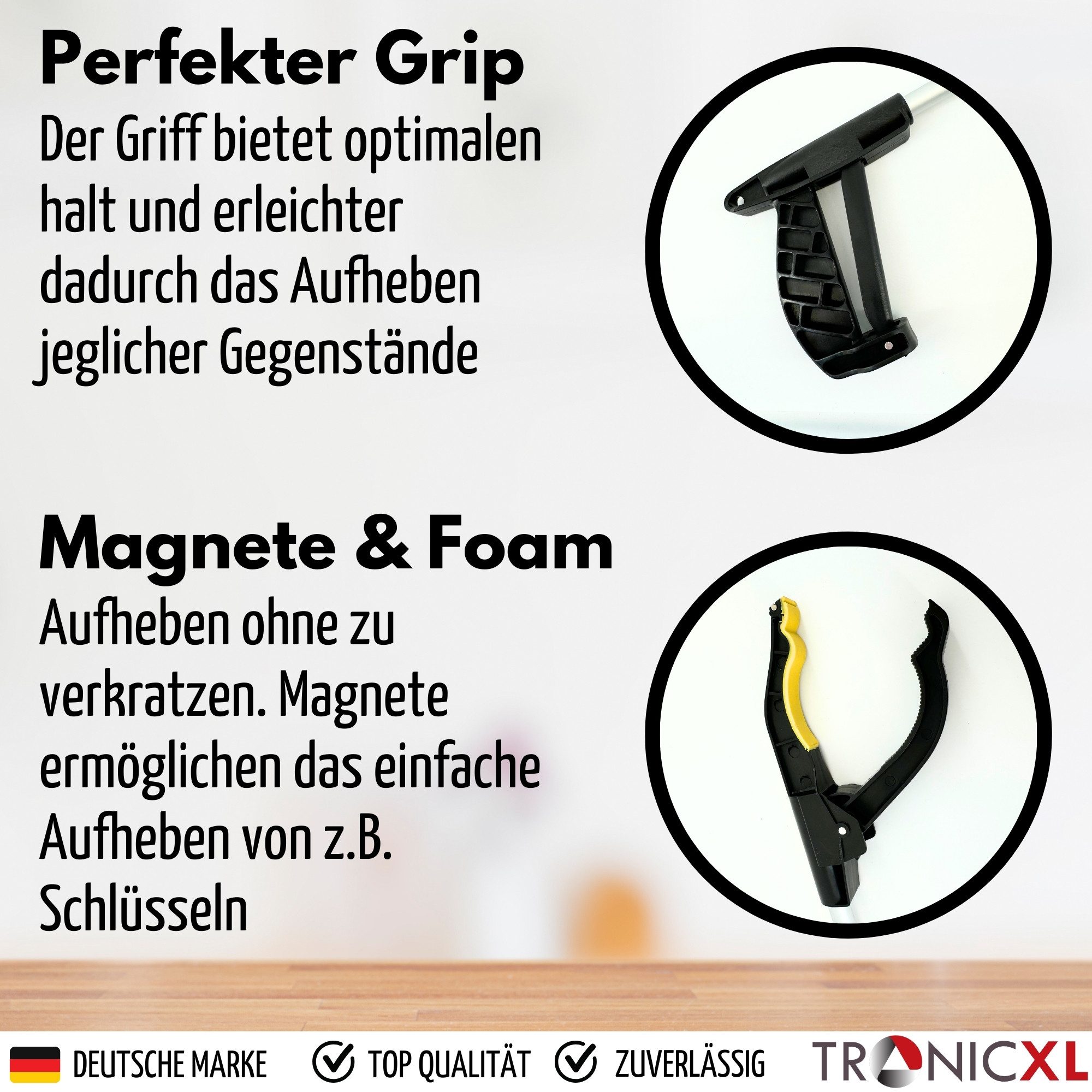 TronicXL Greifarm 2x Greifzange mit Magnet Greifhilfe Metall Greifer für Senioren Müll, 2-tlg., magnetisch, rostfrei – Bild 4 von 5