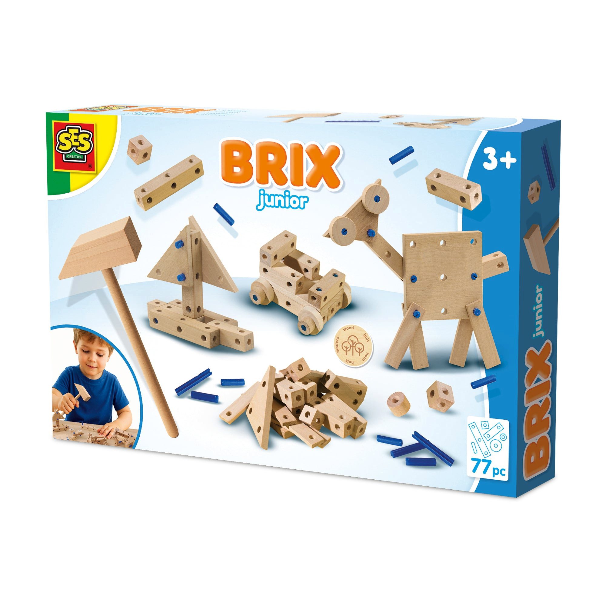SES Creative Spiel SES Creative Brix Junior – Konstruktionsset, 46 Holzteile