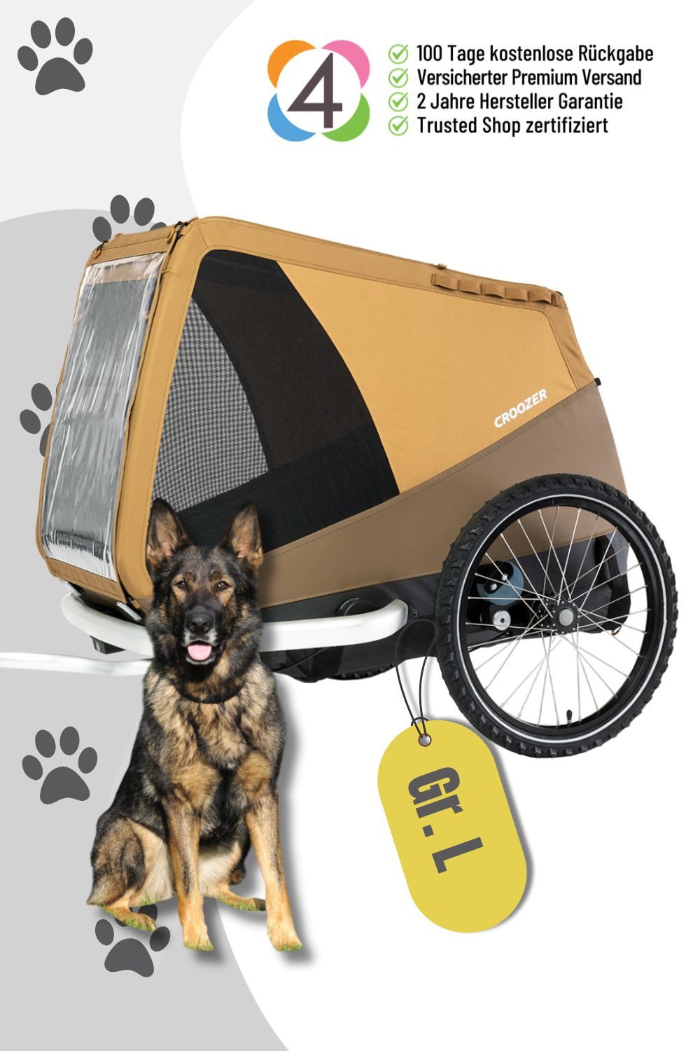 Croozer Fahrradhundeanhänger CROOZER Dog Mikke Hundefahrradanhänger bis 45 kg