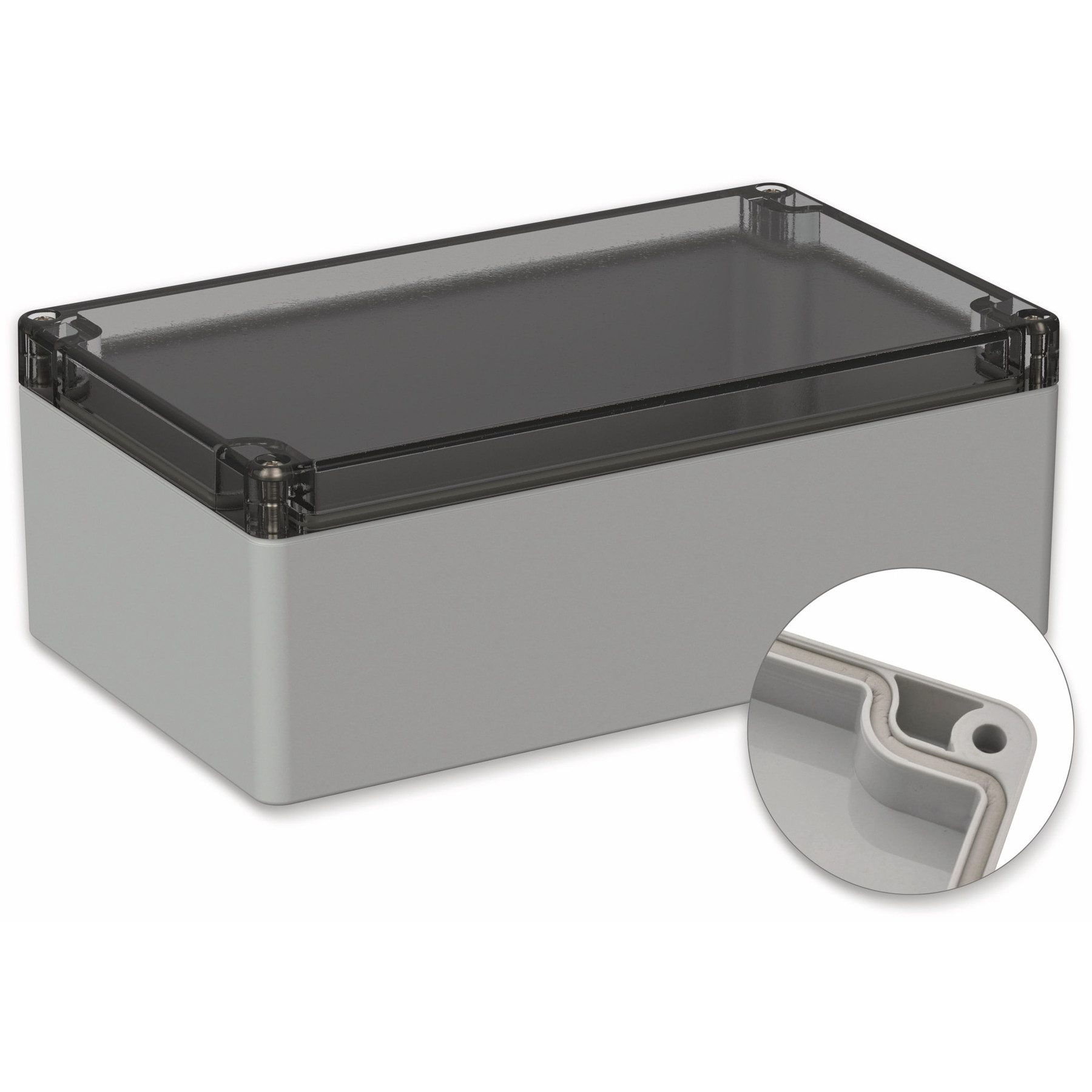 Pollin Verteilerbox POLLIN, Polycarbonat Gehäuse, 200 x 120 x 75 mm, IP66, Lichtgrau